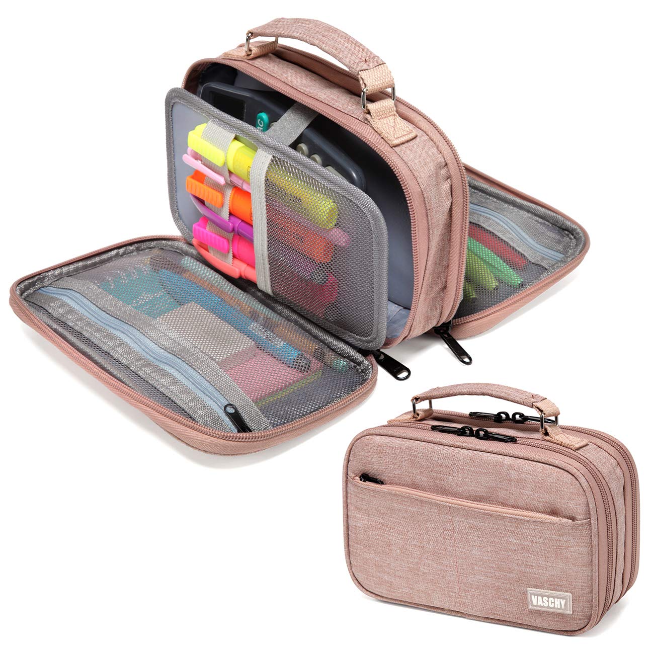 VASCHY Pencil Case, Large Pencil Pouch with Compartments for Middle School,Work,Office Pen