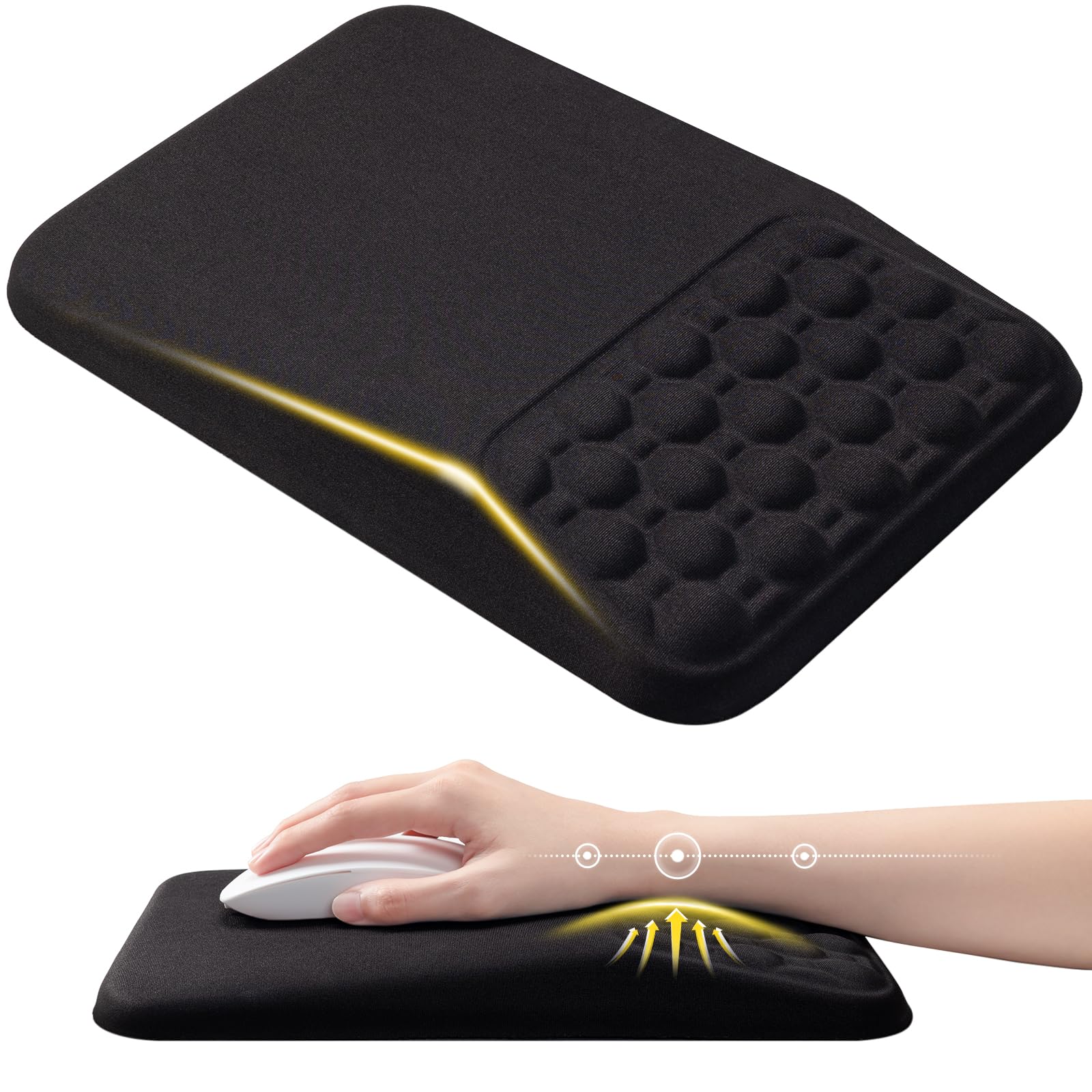 Ospelelf Mouse Pad with Wrist Rest Black Ergonomic Comfortable Pain Relief Mousepad Wrist Support