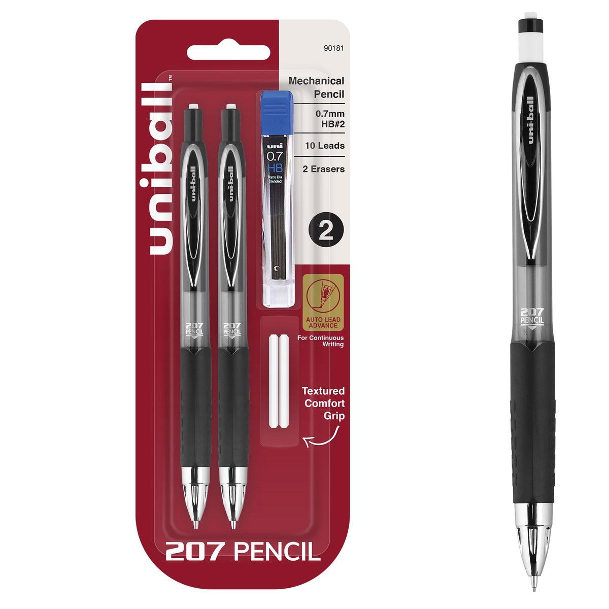 uniball™ 207 Mechanical Pencil Starter Kit, 0.7mm, HB #2, 2 Pack