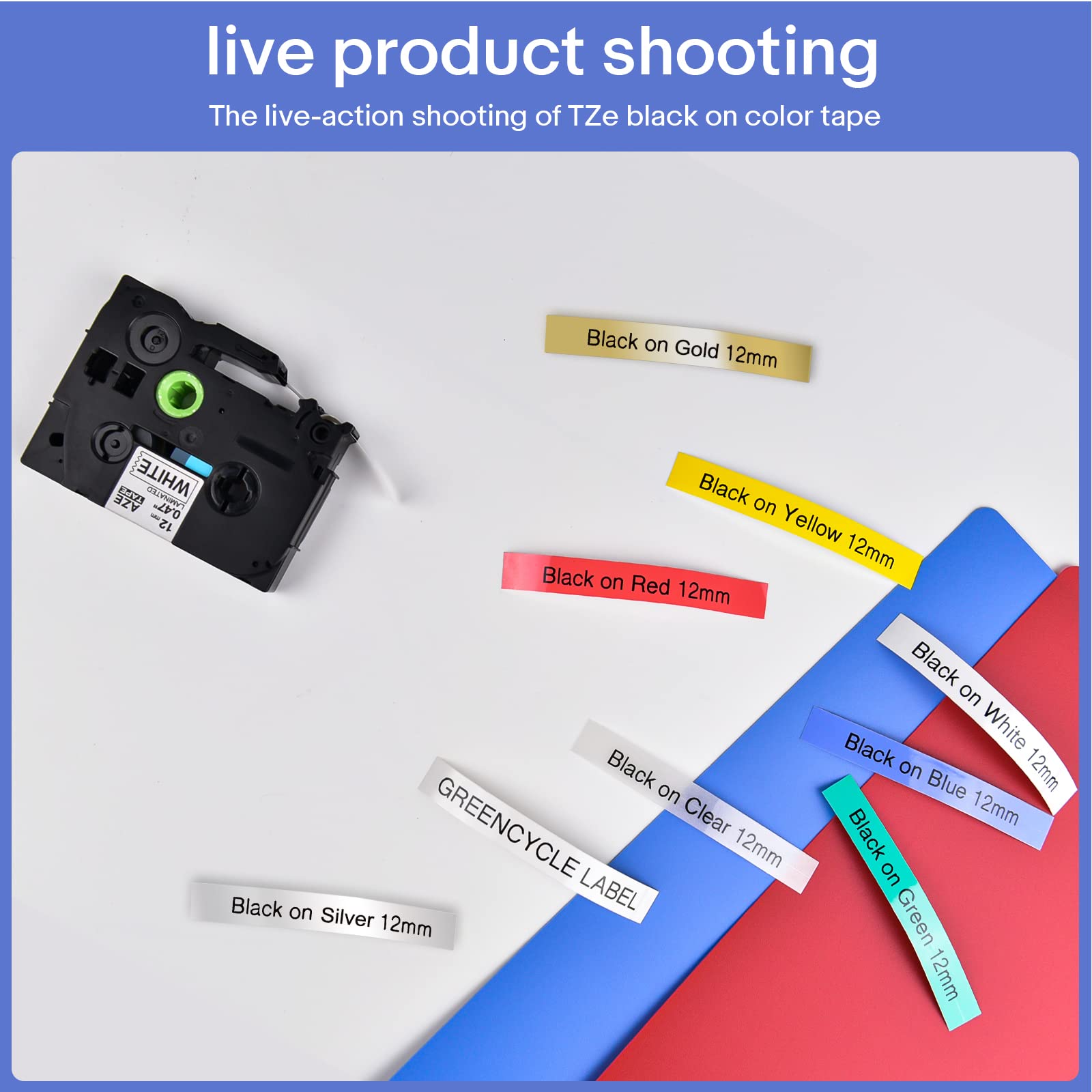 GREENCYCLE Compatible for Brother P-Touch TZe231 12mm 0.47" AZE Label Tape Cartridge Laminated