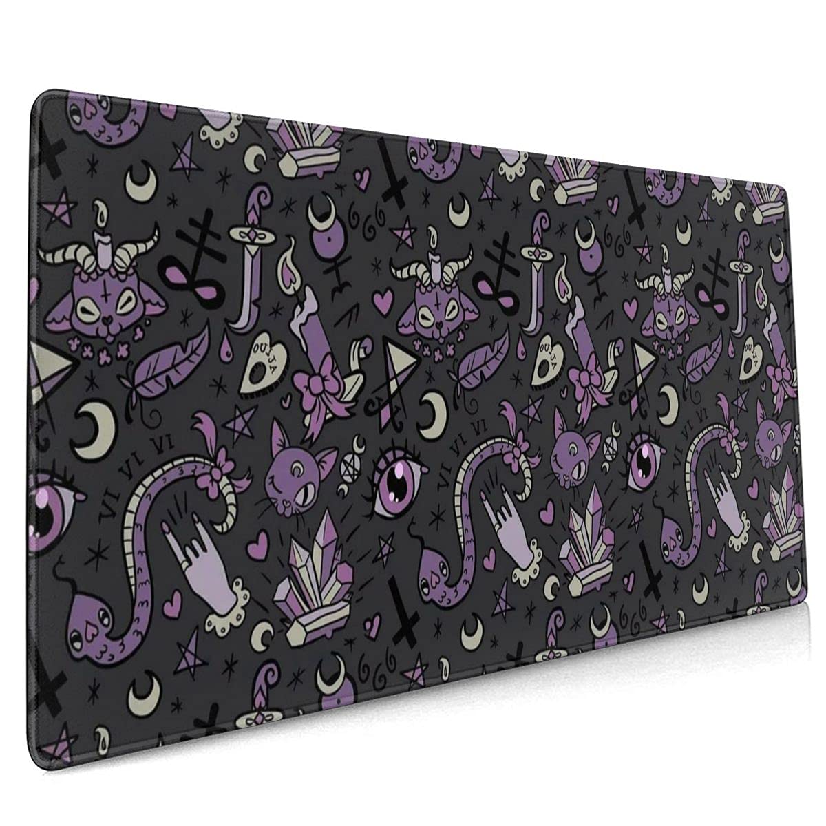 Extended Gaming Mouse Pad with Stitched Edges, Purple Black Goth Spooky Large XXL Mousepad