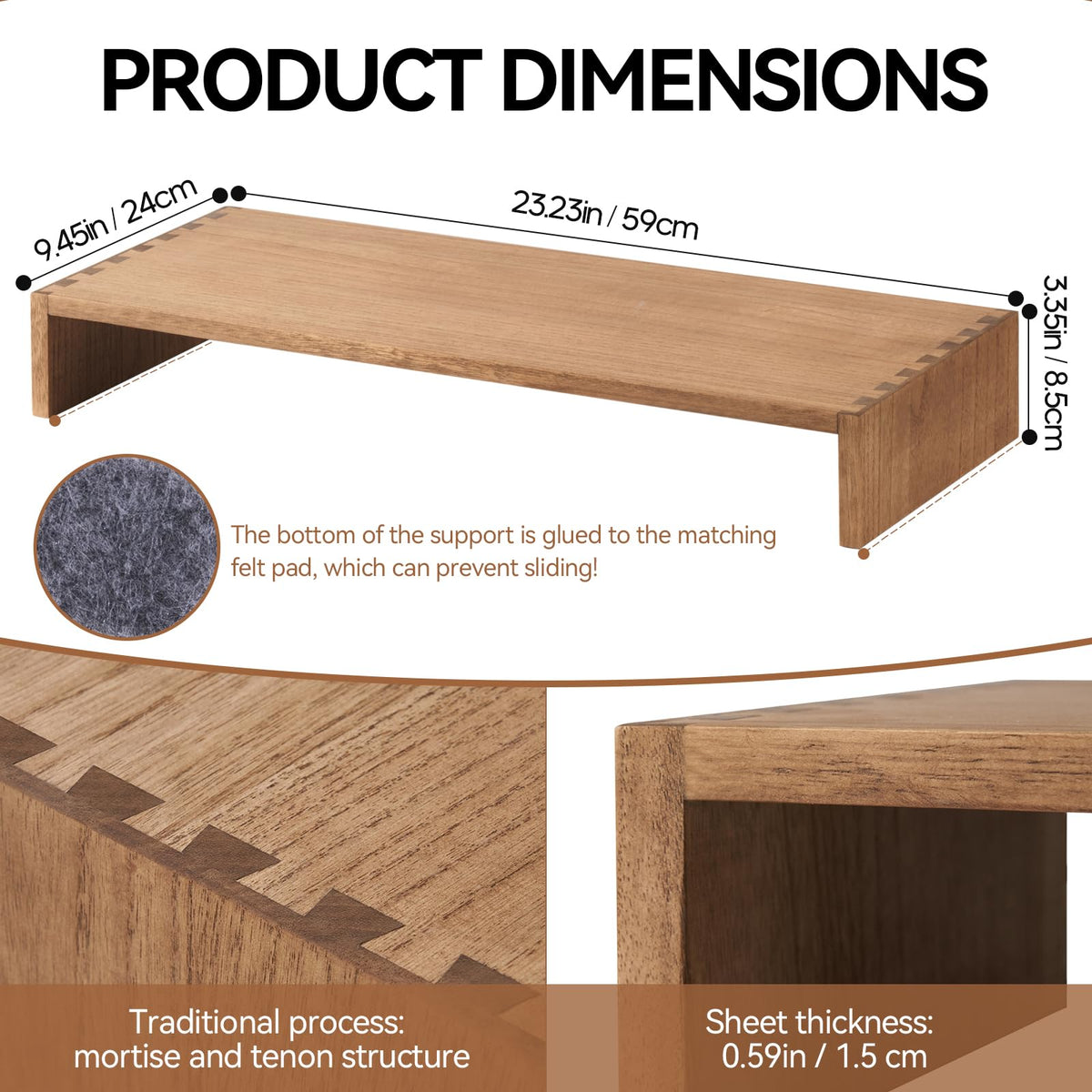 KIRIGEN Wood Monitor Stand Riser for Desk, 23.23 Inch, Brown 59-DBR