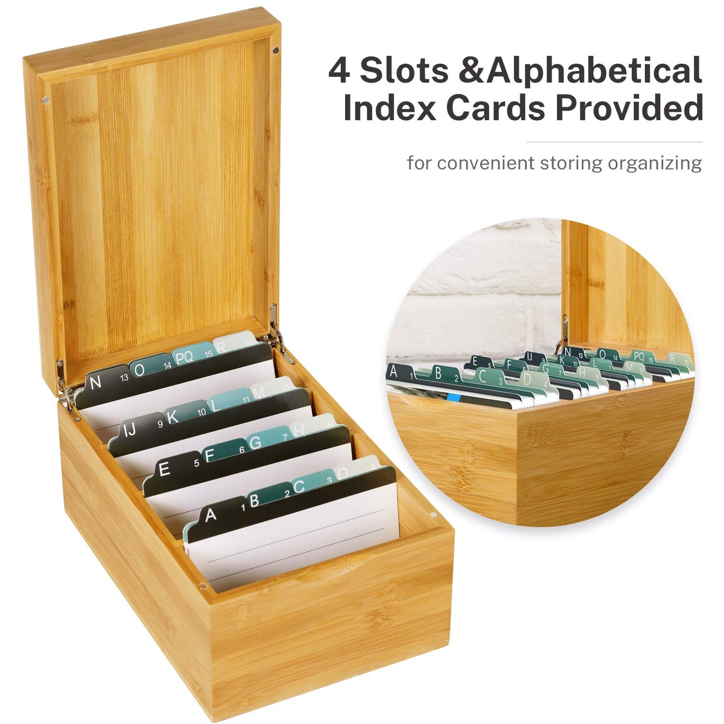 MaxGear Bamboo Business Card Organizer for 4" x 6" Cards