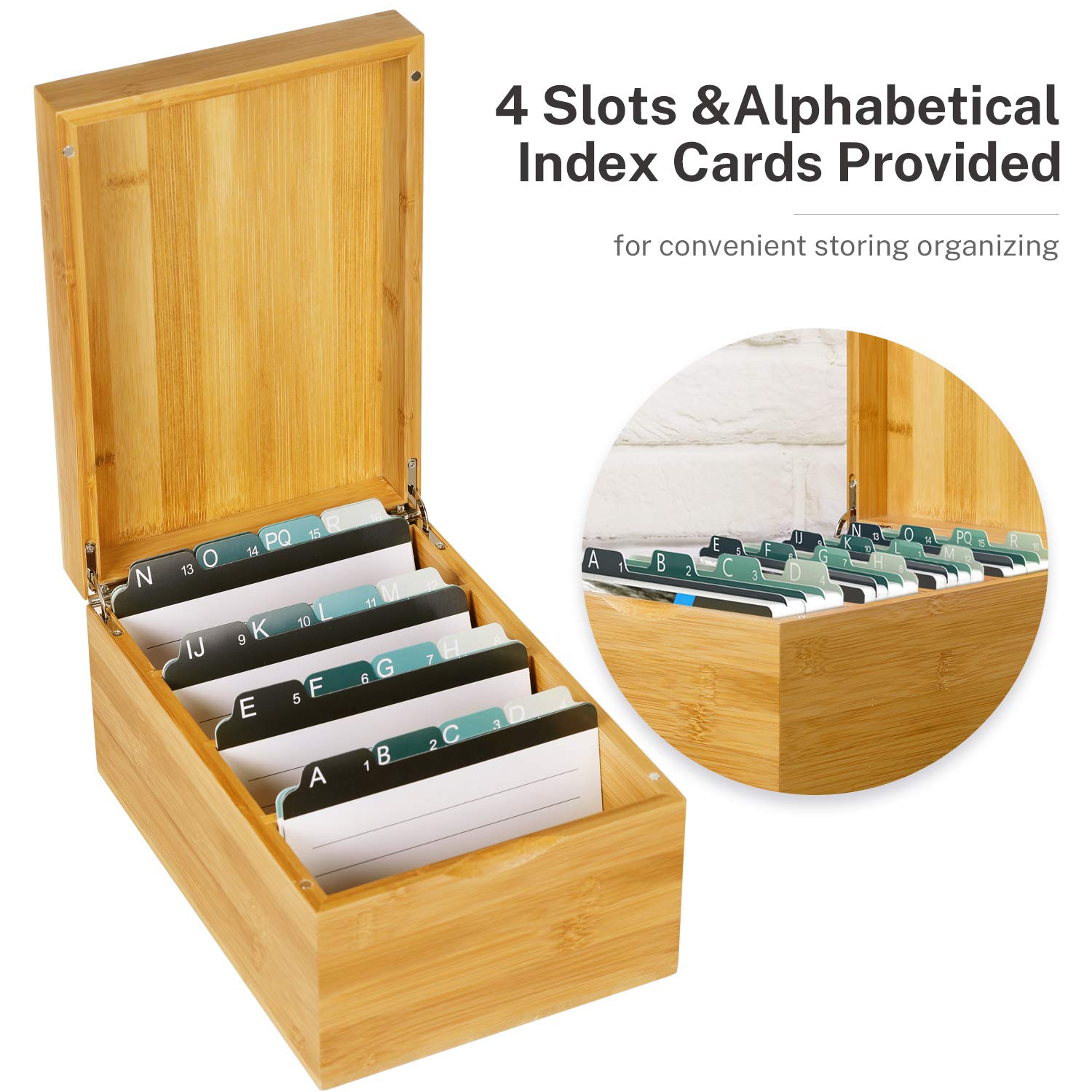 MaxGear Bamboo Business Card Organizer for 4" x 6" Cards