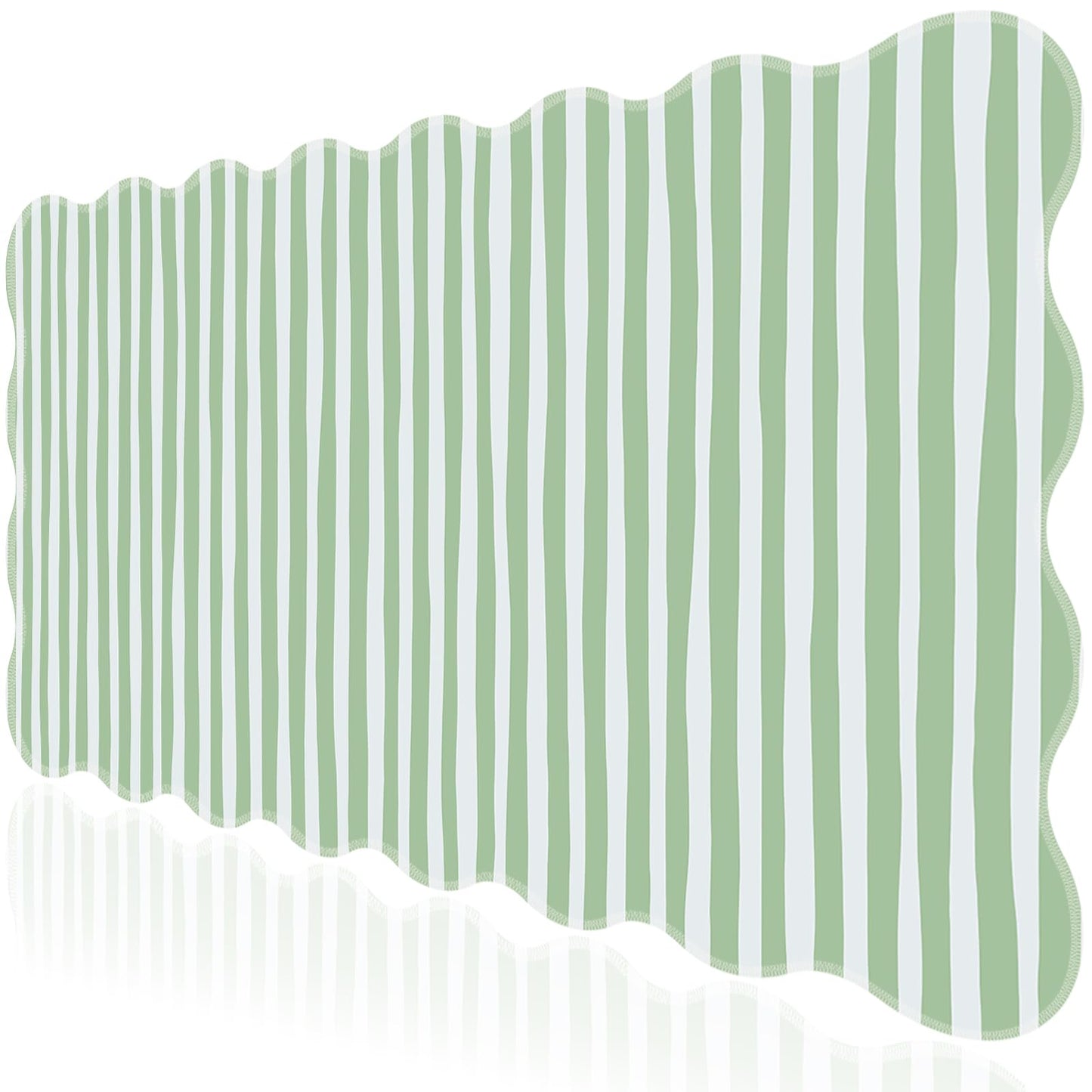 L-SPOUTTO Green Striped Mouse Pad,Scalloped Desk Mat XXL Large Geometric Gaming