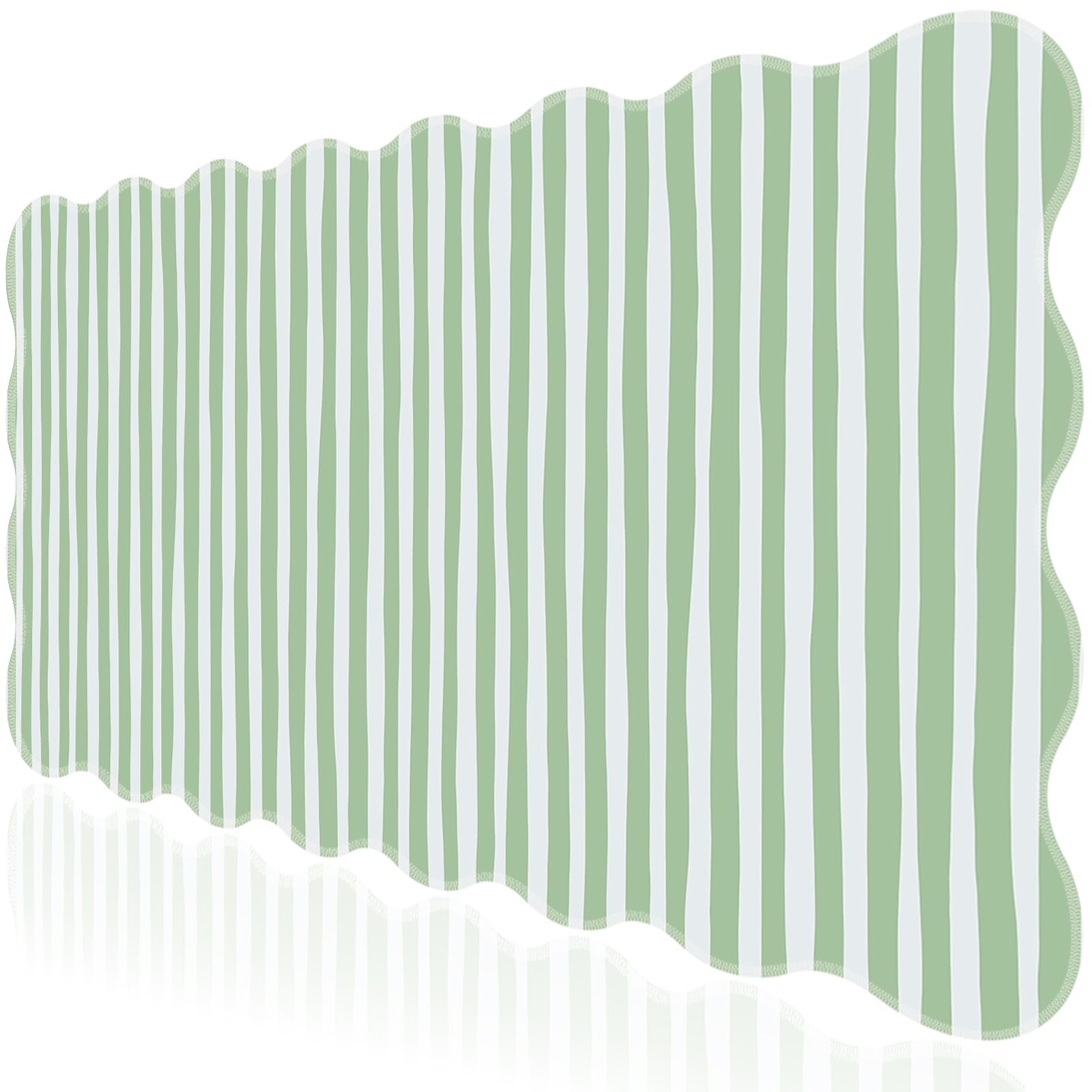 L-SPOUTTO Green Striped Mouse Pad,Scalloped Desk Mat XXL Large Geometric Gaming