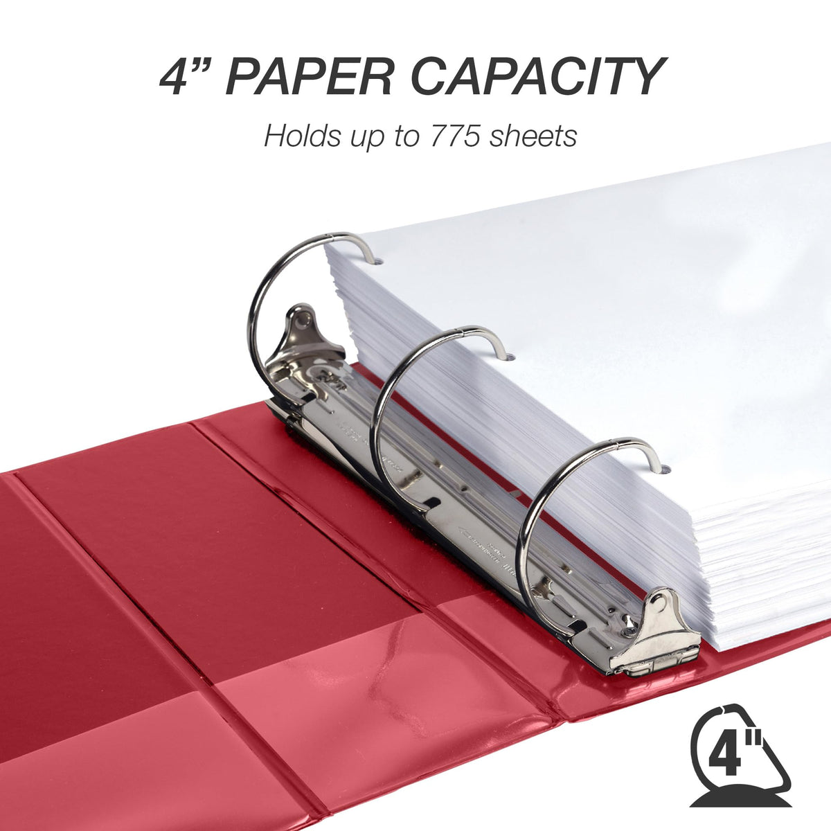 Samsill Durable 4 Inch Binder, Locking D Ring Binder, Customizable Clear View Cover, Red, 6-Pack