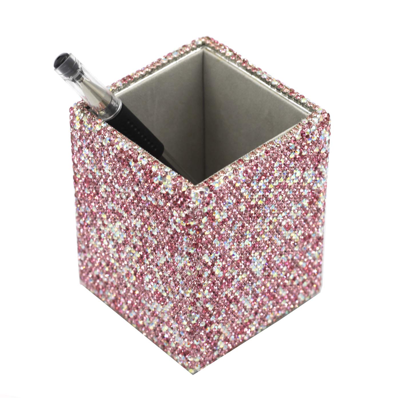 Bestbling crystal Bling Rhinestone Pen Pot Holder Box organizer Cosmetic Container (Square, Midium)