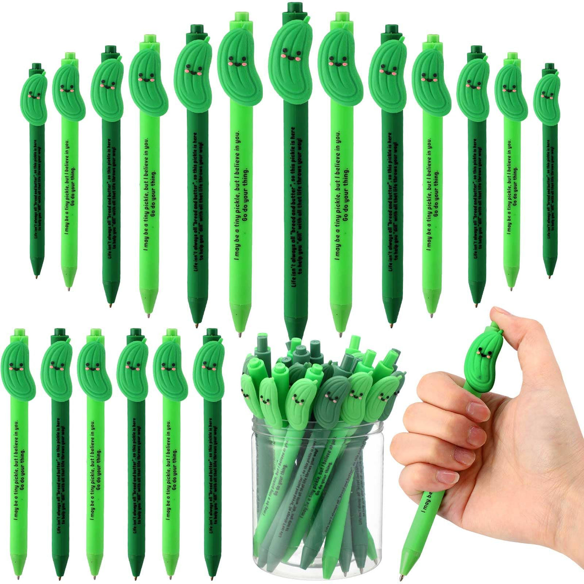 50 Pcs Positive Funny Pens Affirmation Gifts Bulk for Adults, Pickle