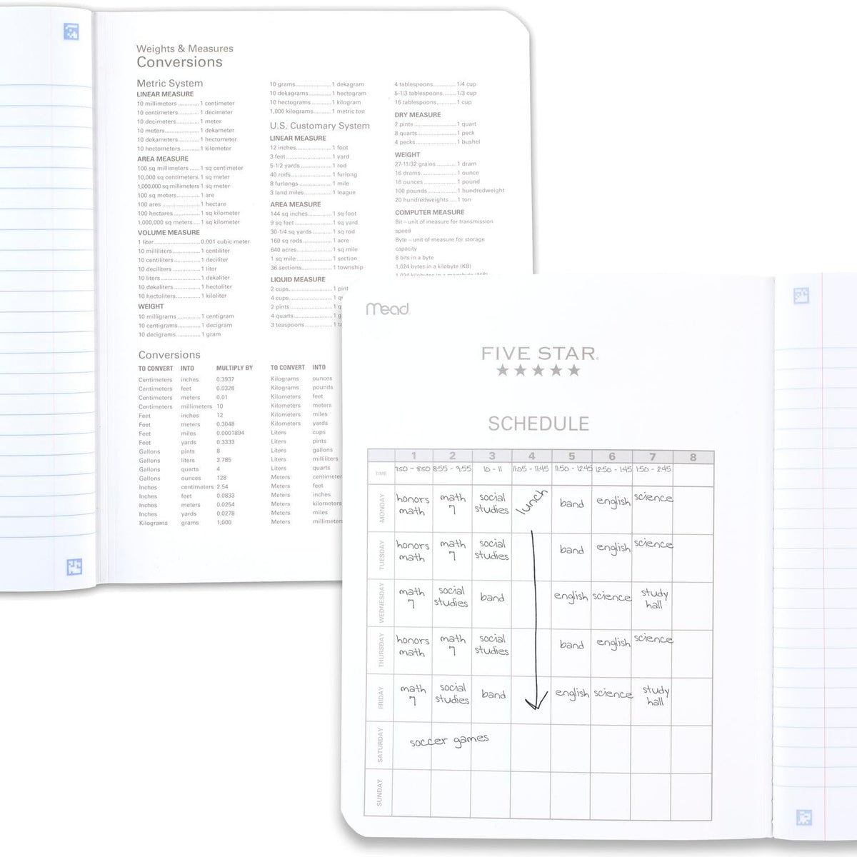 Five Star Composition Book + Study App, 4 Pack, Wide Ruled Paper, 7-1/2" x 9-3/4", 80 Sheets