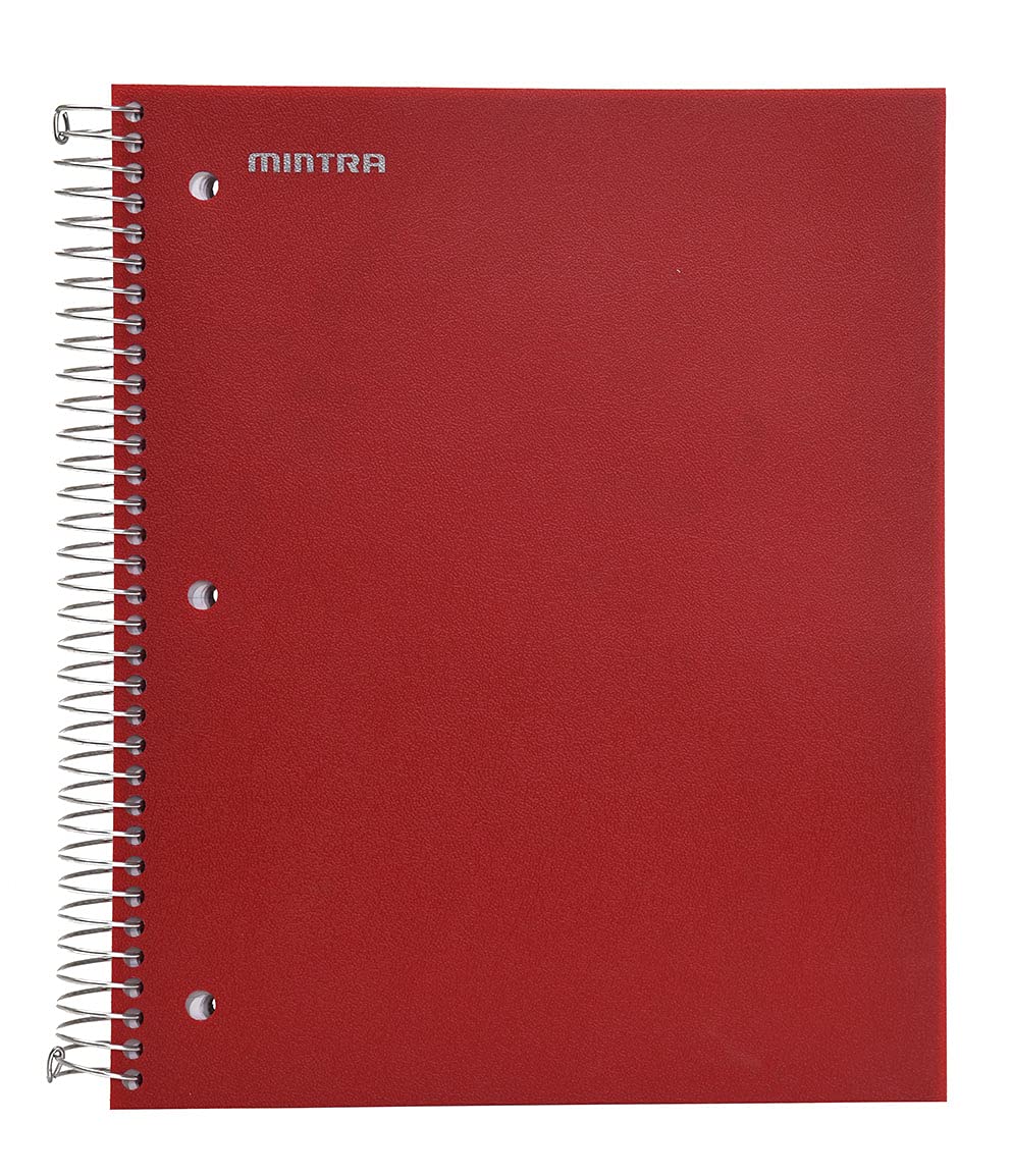 Mintra Office Durable Spiral Notebooks, 5 Subject (Chili Oil, College Ruled 1pk)
