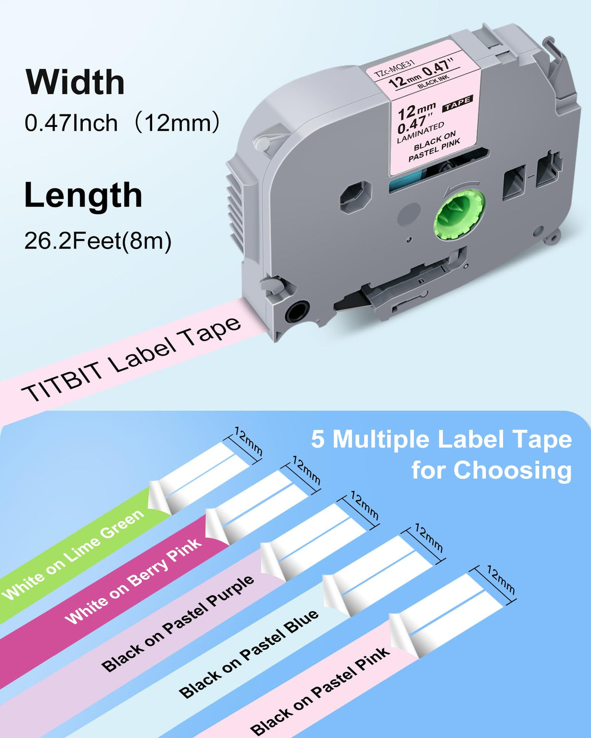 TITBIT 5Pack PTD210 PTD220 Label Maker Tape Compatible with Brother P Touch