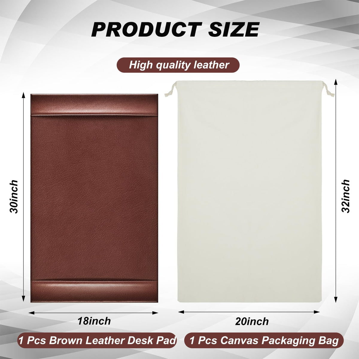 Saysurey 30 x 18 Inch Leather Desk Pad with Side Rails Mat, Brown