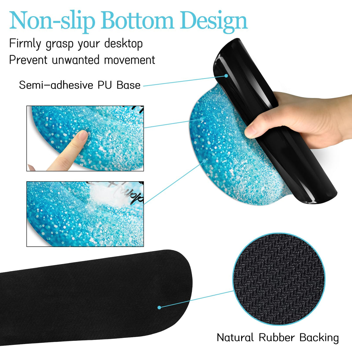 LIMKRIAN Desk Mat Pad Set, Large Mouse Pad with Wrist Rest, Stay Positive