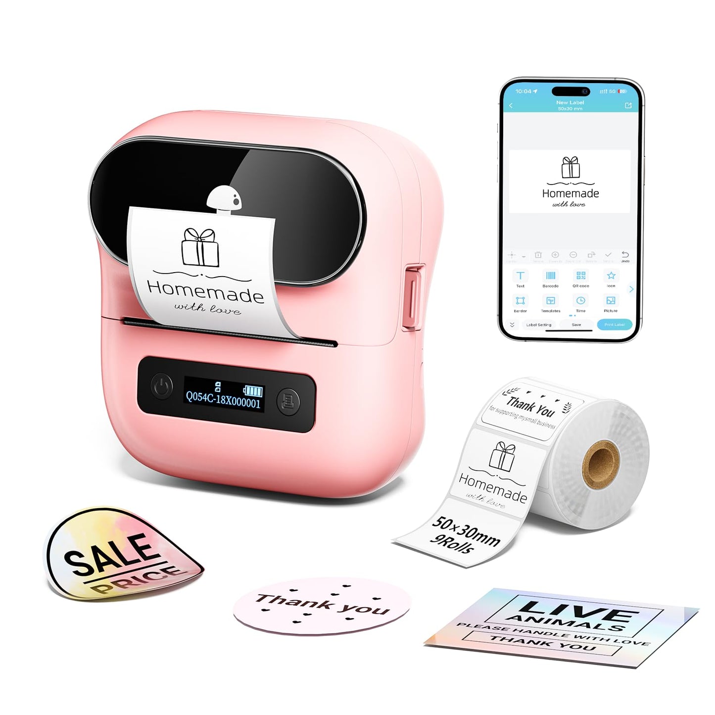 Phomemo M220 Bluetooth Label Maker,Portable Thermal Printer