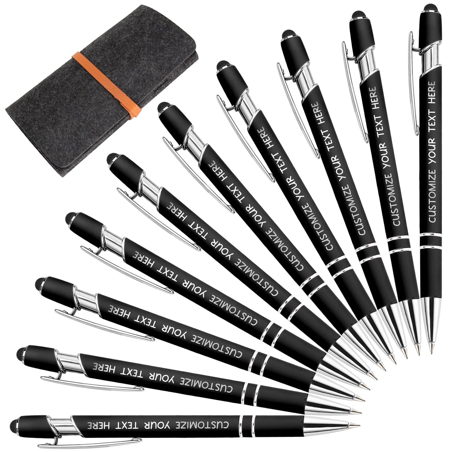 Yananka 12 Pcs Custom Pens with Stylus,Personalized Pens with Free Engraving,Customized Pens with