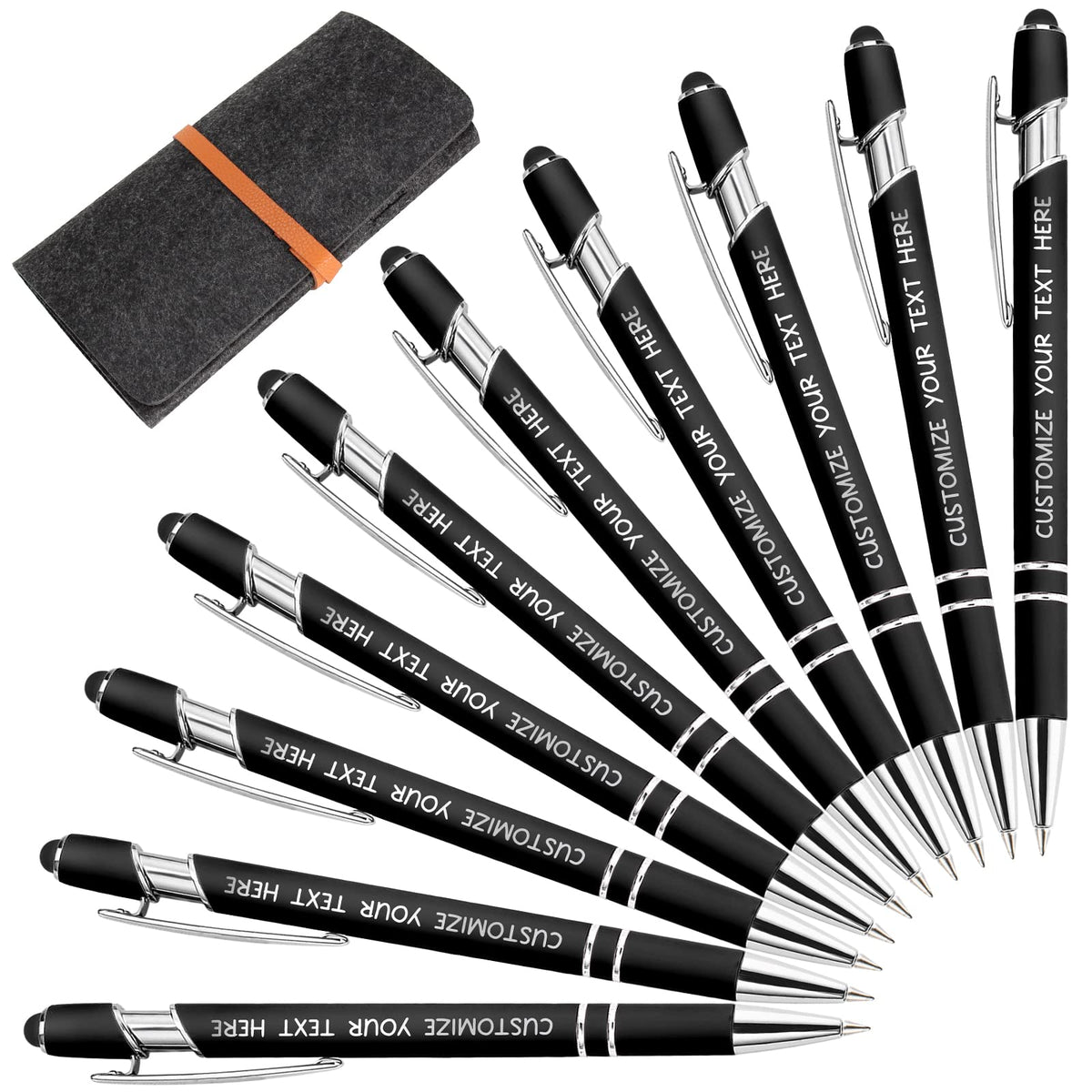 Yananka 12 Pcs Custom Pens with Stylus,Personalized Pens with Free Engraving,Customized Pens with