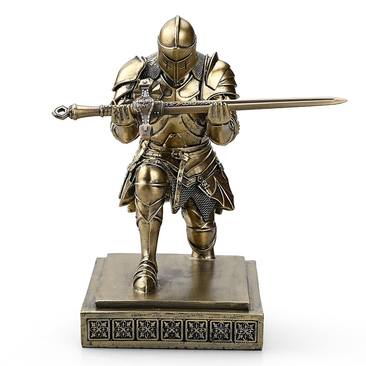 Medieval Warrior Knight Pen Holder Fun Desk Accessories Paperweight Bronze