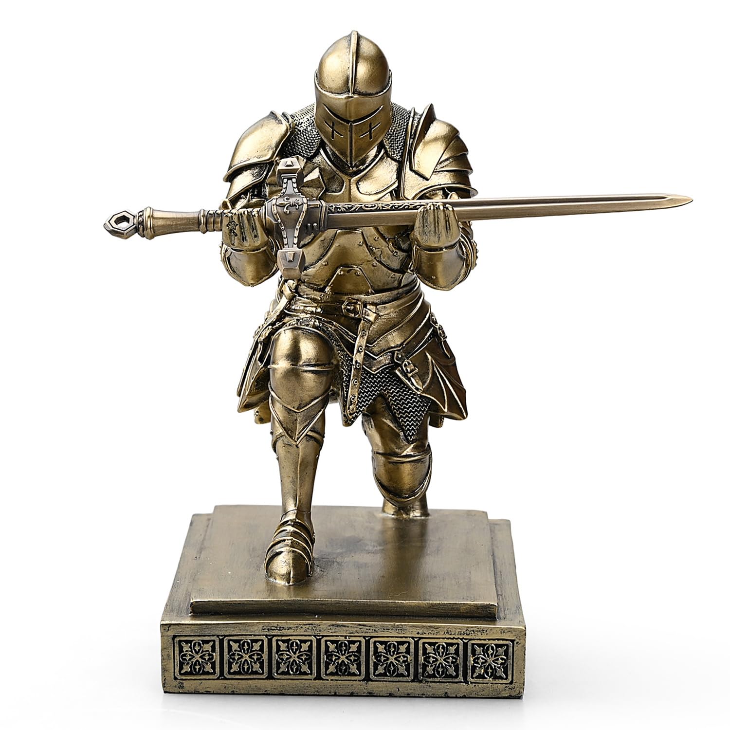 Medieval Warrior Knight Pen Holder Fun Desk Accessories Paperweight Bronze