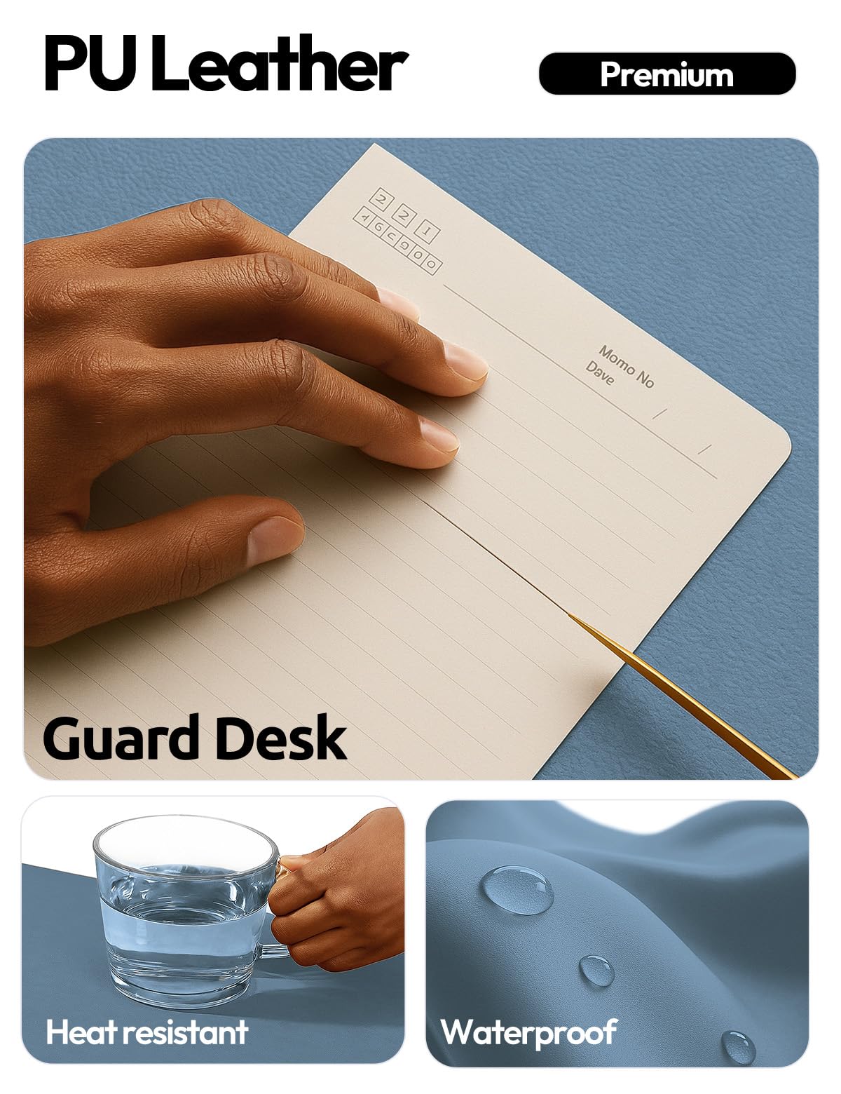 YSAGi Leather Desk Protector, Office Mat, Large Mouse Mat, Non-Slip PU Leather Blotter, Laptop Desk