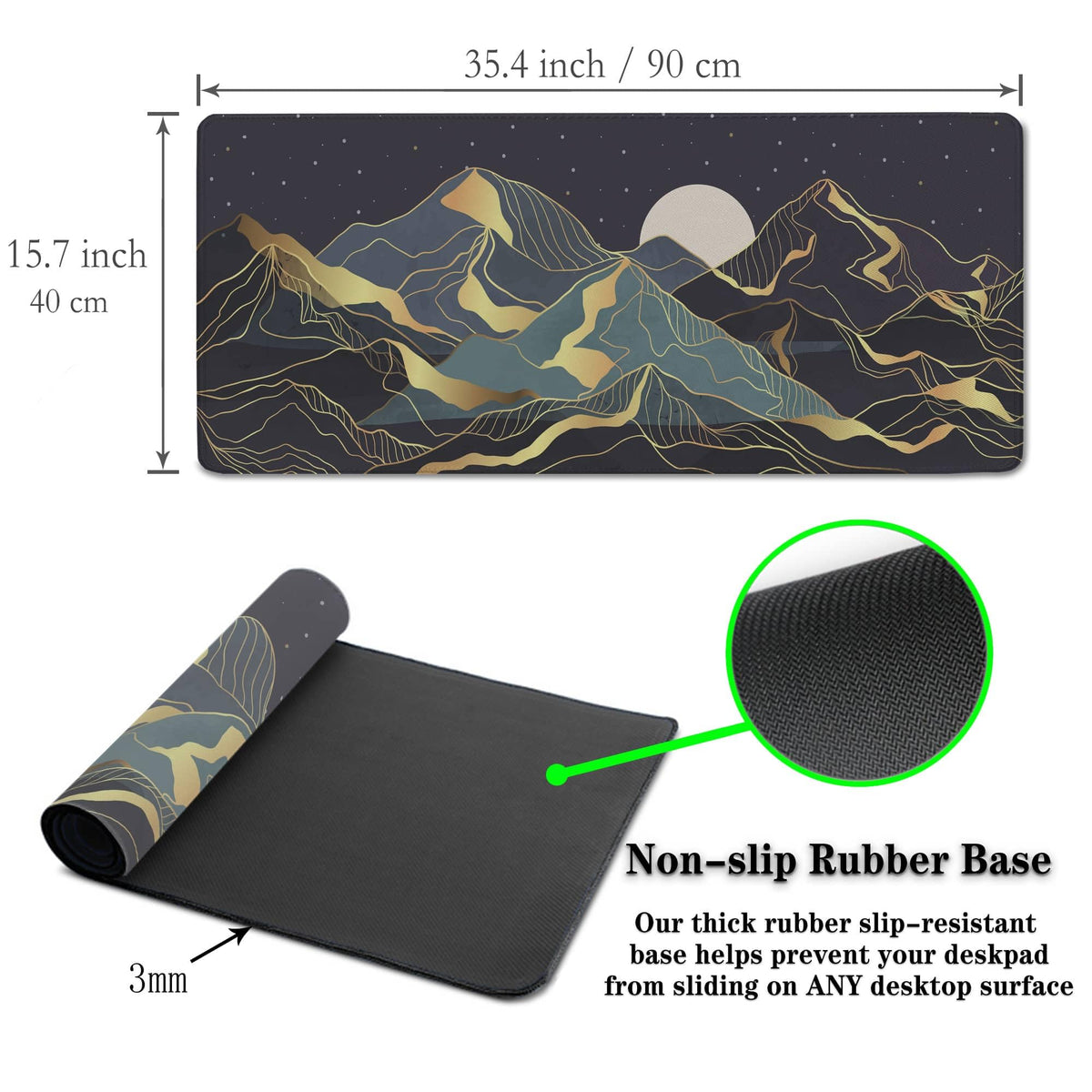Samgula Extra Large Mouse Pad Golden Desktop Pad Keyboard Mouse Pads Desktop Mats Big Gaming