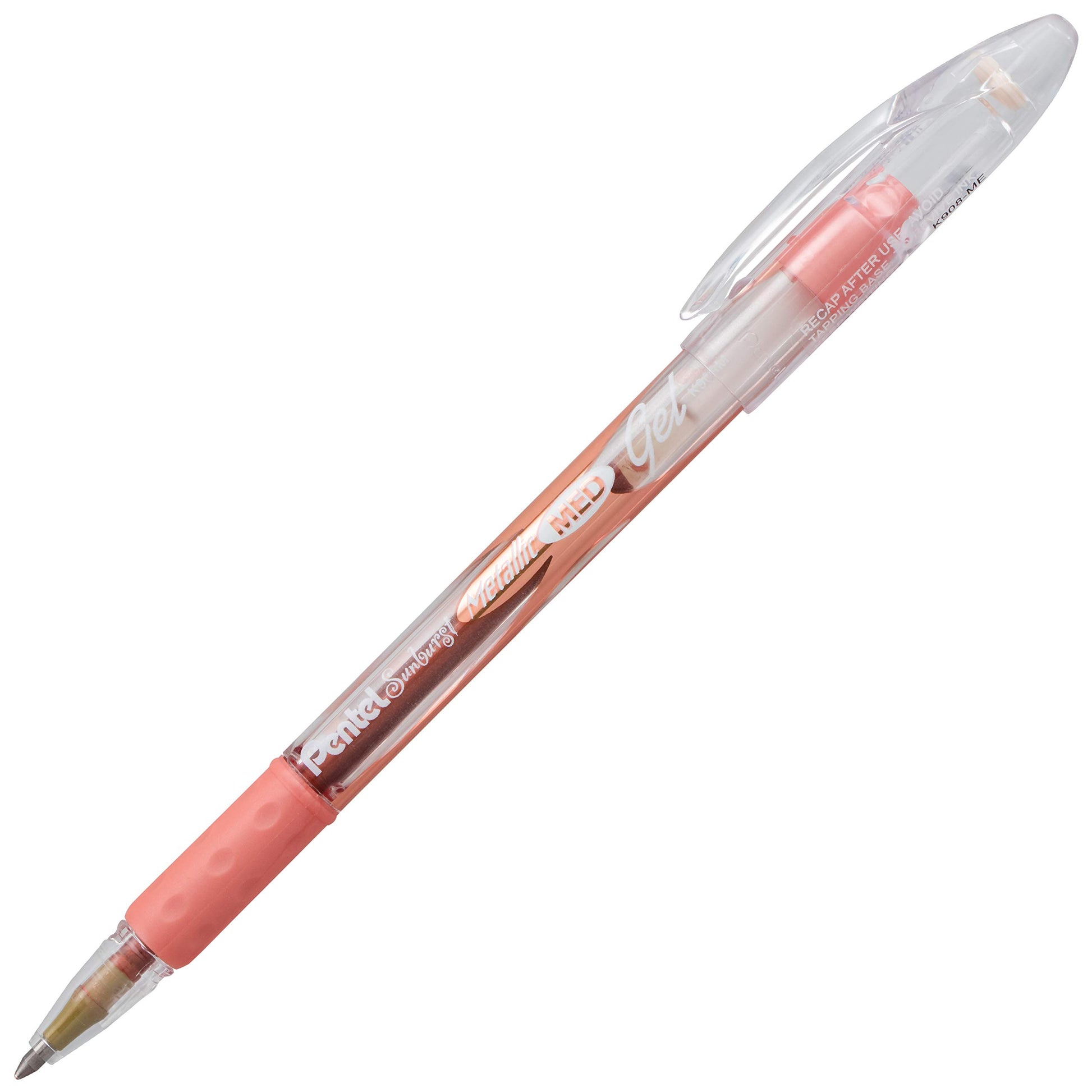 Pentel Sunburst Metallic Gel Pen, 0.8mm Tip Writes 0.4mm Line, Bronze/Transparent Barrel Bronze