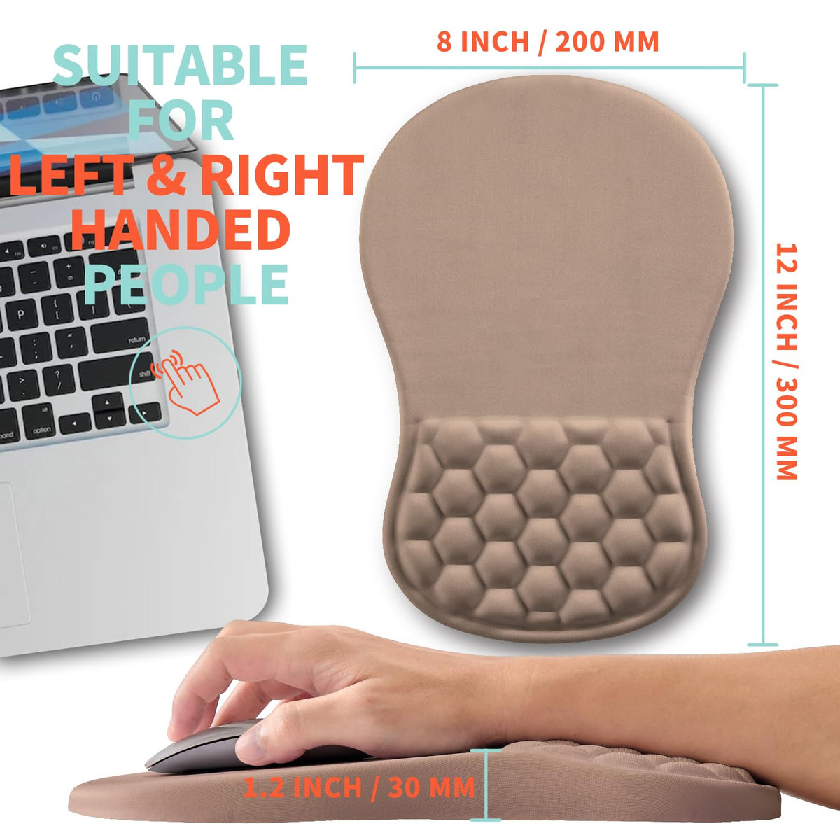 Kuosgm Ergonomic Mouse Pad Wrist Support with Memory Foam Massage Bulge, Carpal Tunnel Pain Relief