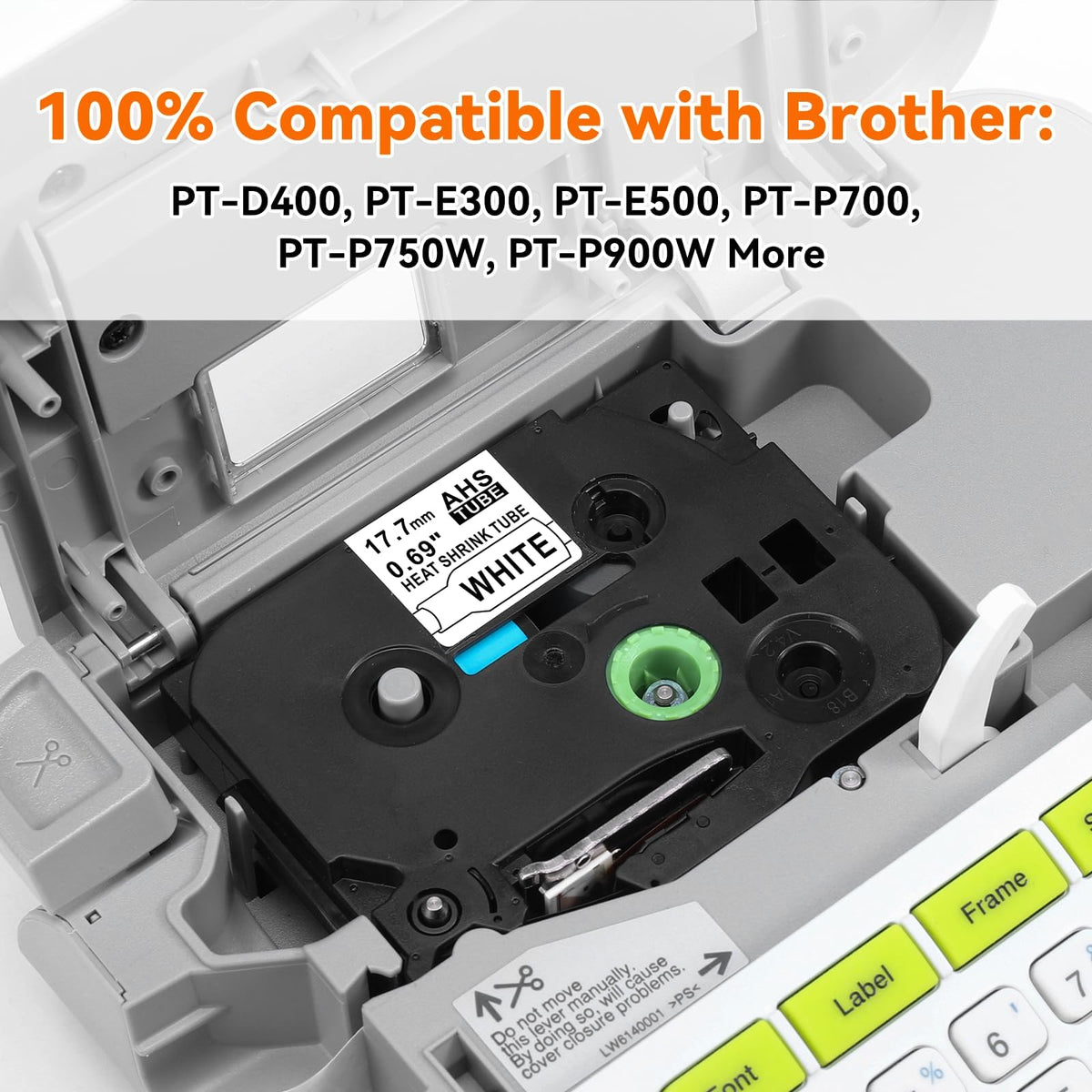6Pack HSe241 Heat Shrink Tube Label Compatible with Brother PTouch 17.7mm