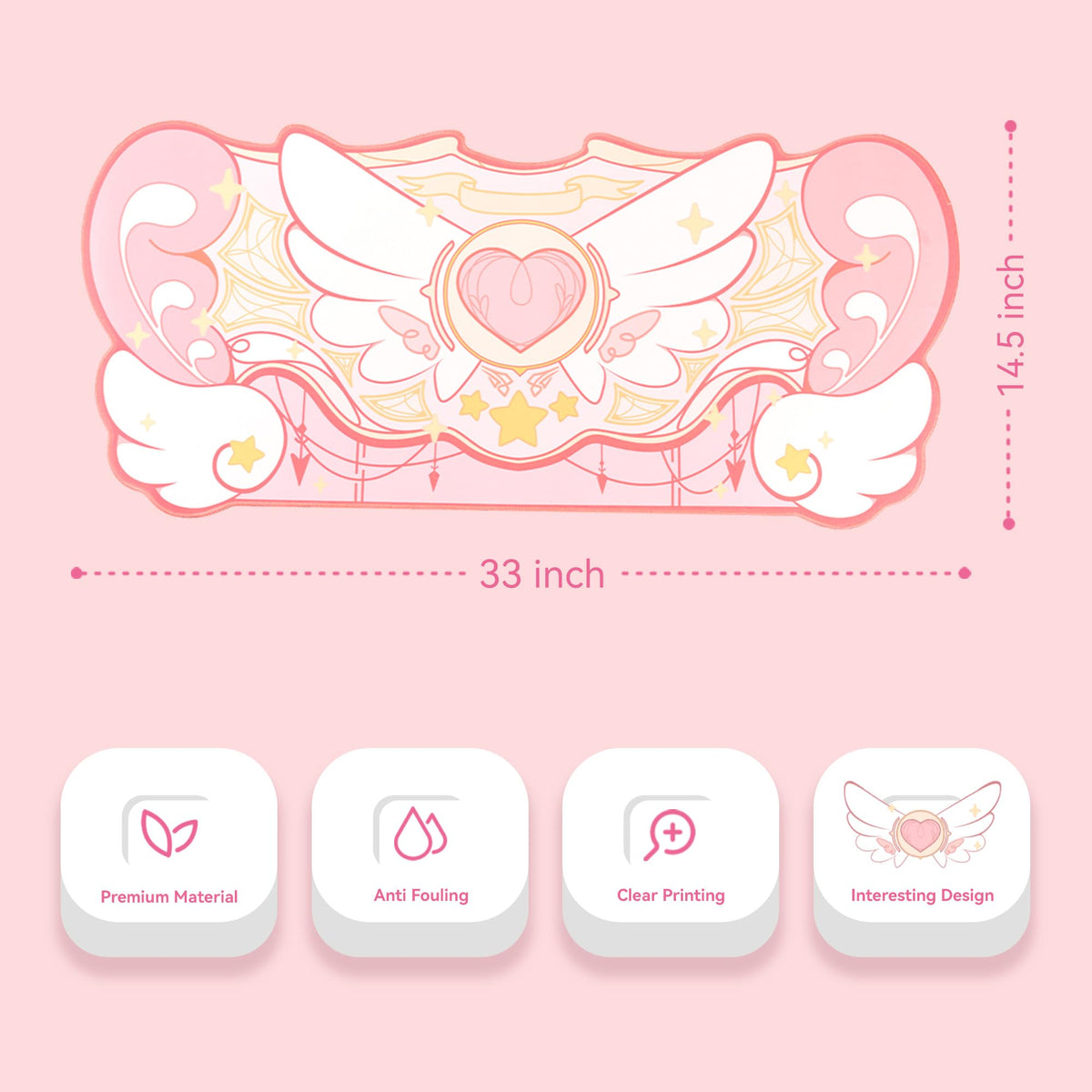 GeekShare Large Gaming Mouse Pad Kawaii Pink Non-Slip Rubber Back Mouse Pad Big Waterproof Desk Mat
