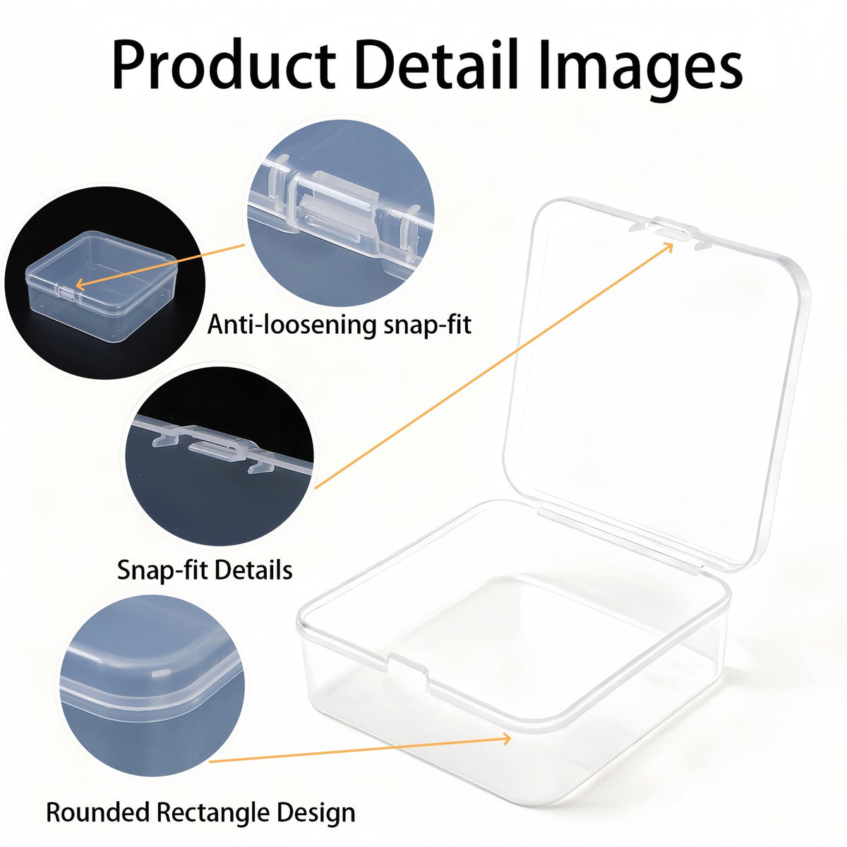 LJY 18 Clear Plastic Boxes, 3.7 x 3.7 x 1.4 in for Small Parts