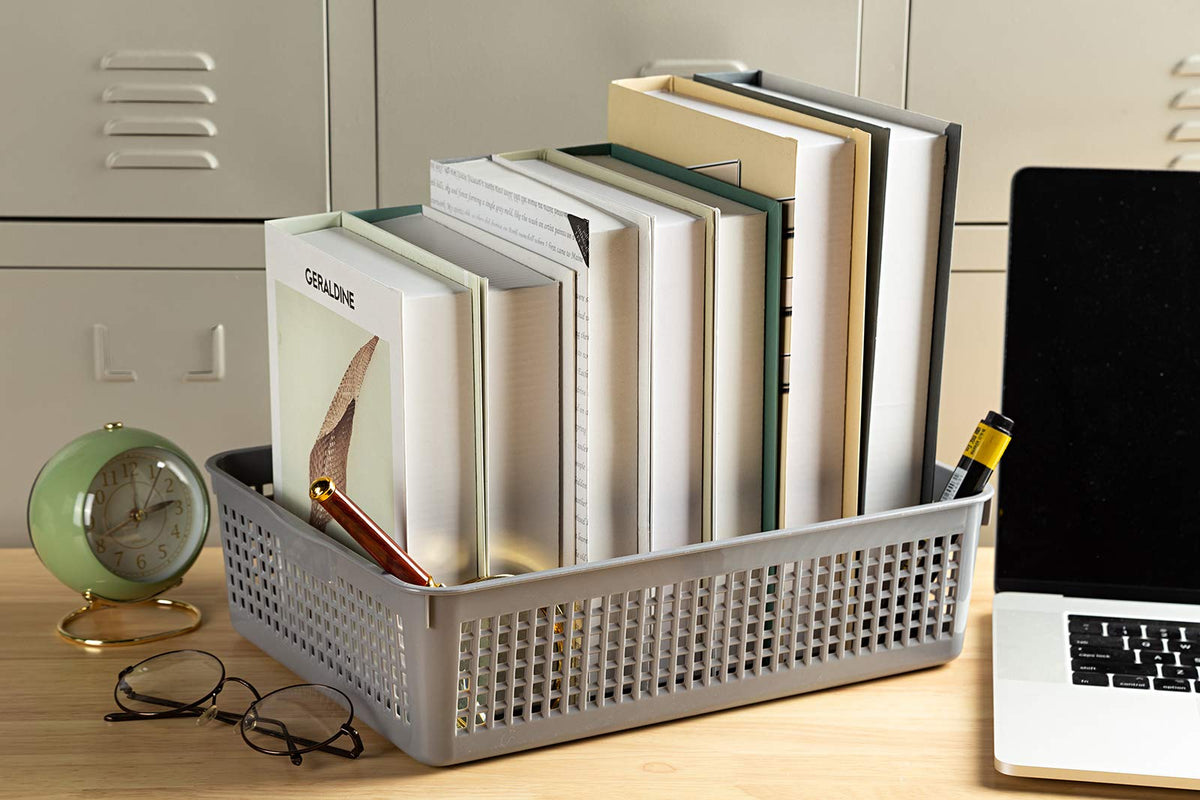 Aebeky A4 Size Plastic Paper Storage Trays,Desktop File Organizer Baskets,6-Packs (Grey)