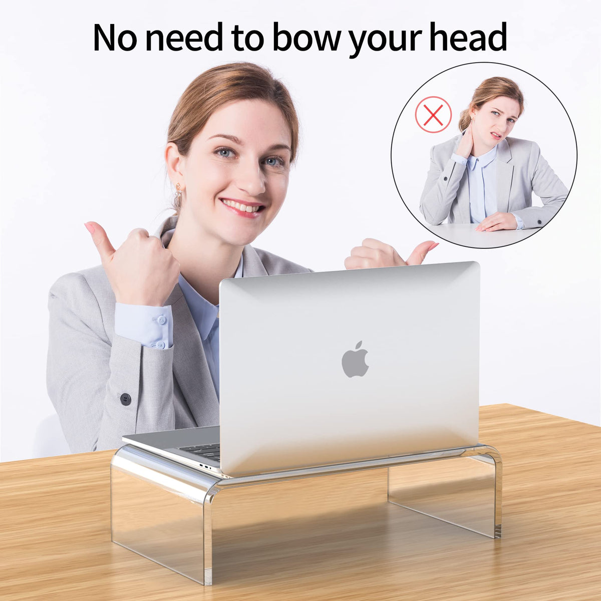 Beimu Acrylic Monitor Stand Riser Clear Laptop Stand Riser L14 xW7.5 xH4