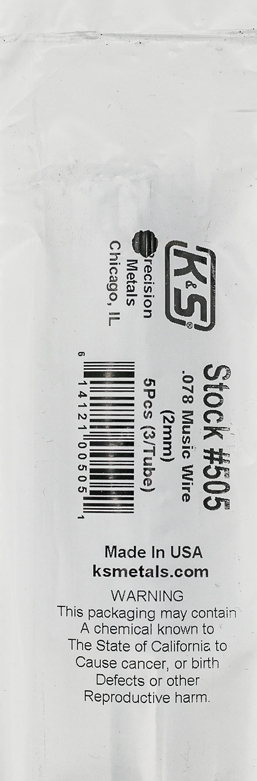 K&S Precision Metals Music Wire 505 – 0.078" OD x 36" Long – High Tensile Strength for Crafts