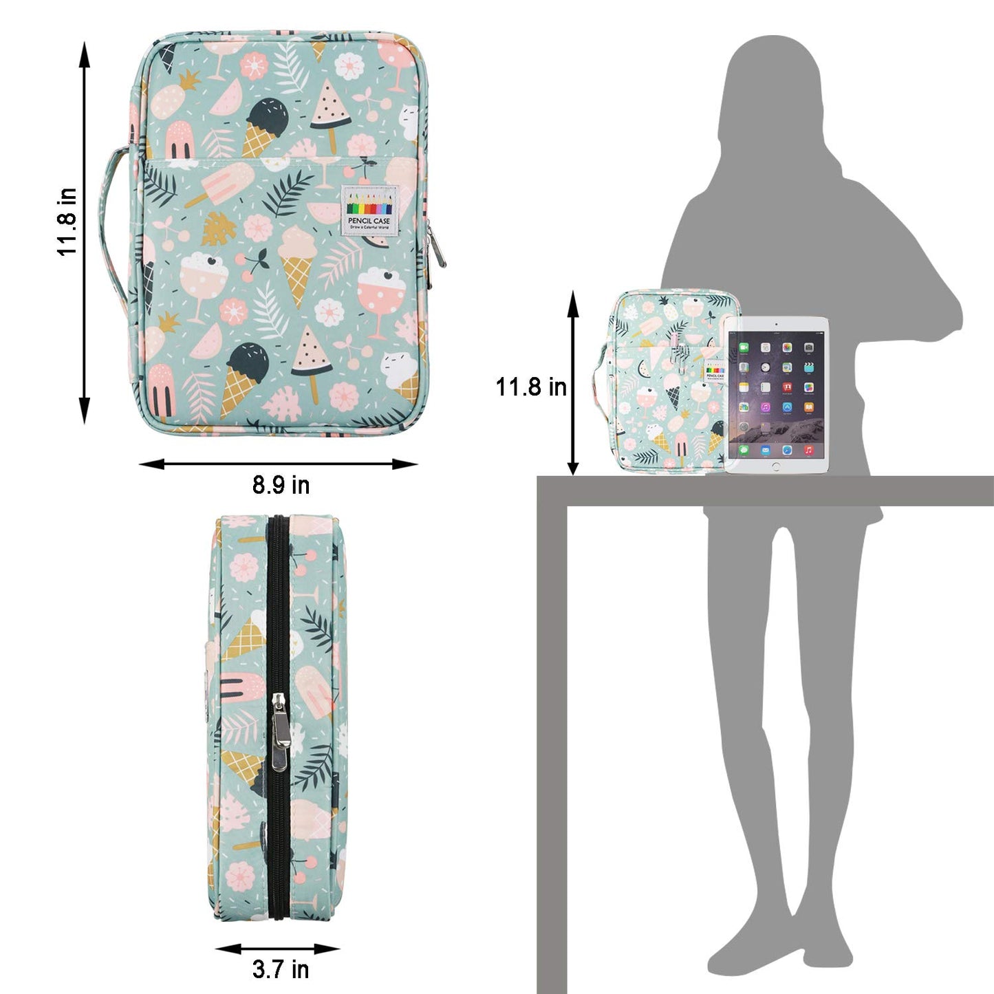 YOUSHARES Colored Pencil Case 220 Slots Pen Case Organizer With Handy Wrap & Zipper, Multilayer