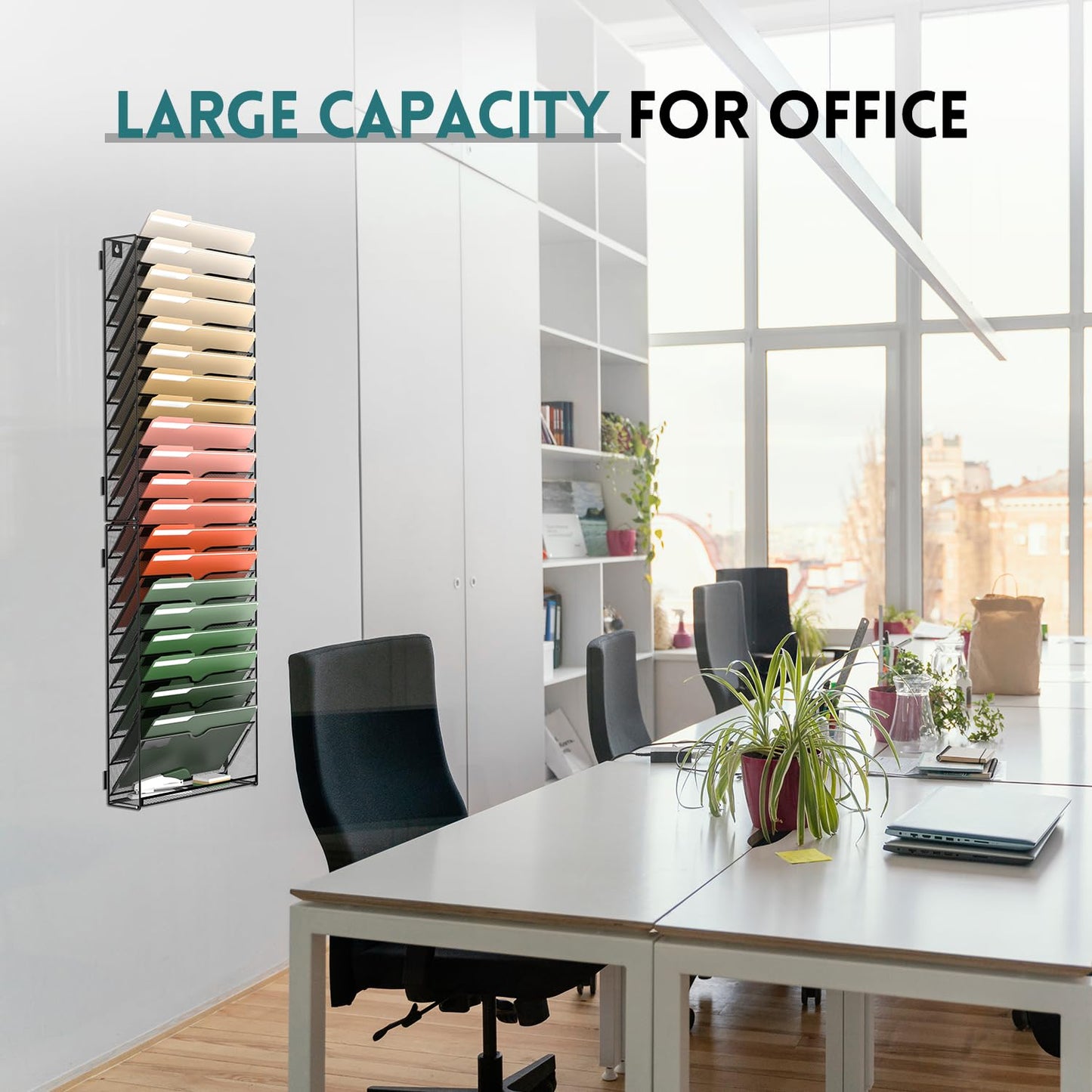 SUPEASY 21 Tier Wall File Organizer, Hanging Wall Mounted Mail Organizer with Label Slots, Metal