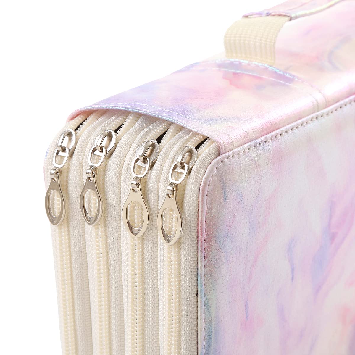 Lbxgap 300 Individual-Slots Pencil Case 4-Layer Zipped Holder w/Handle