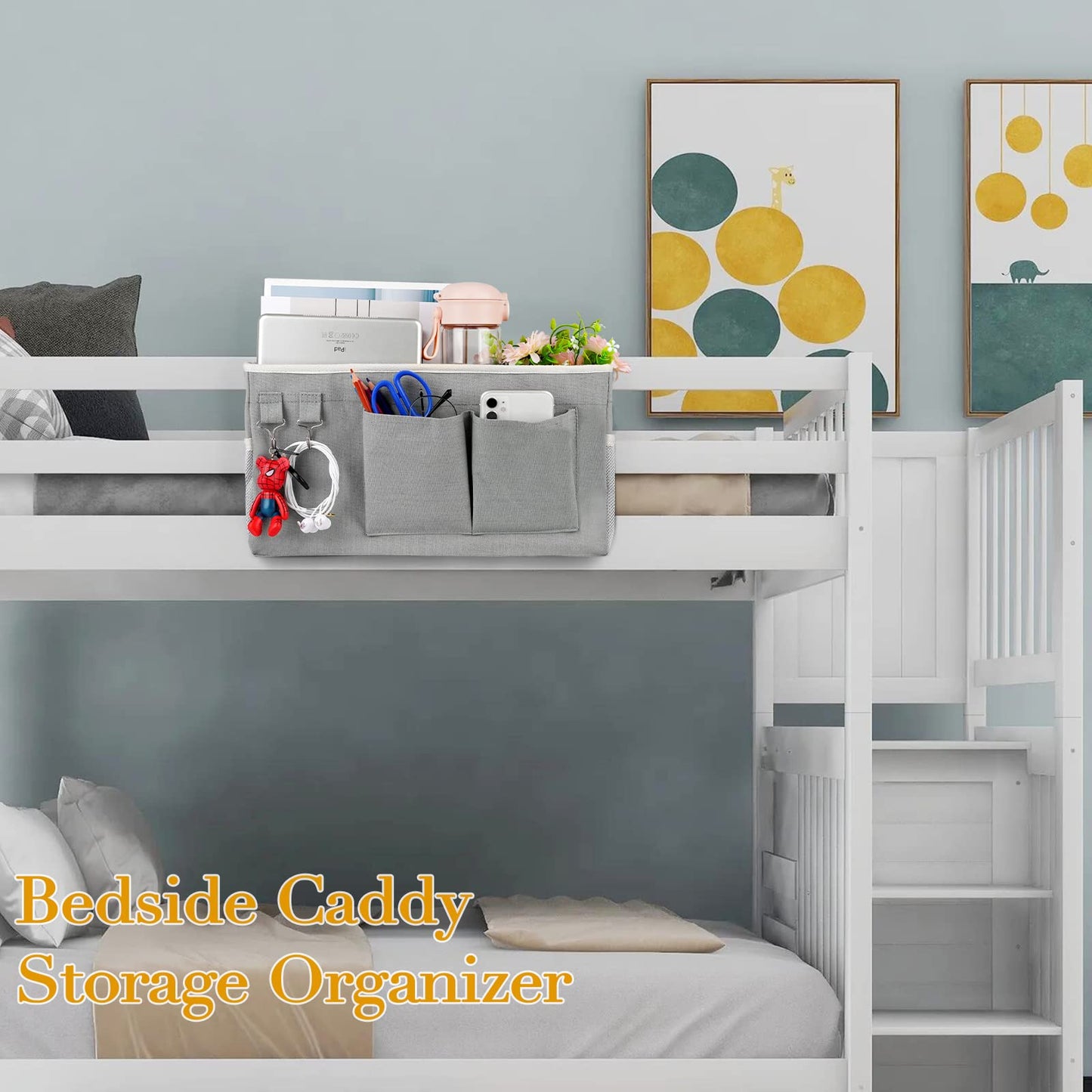 Ozzptuu Bedside Caddy Bedside Storage Bag for Headboards/Bunk Bed