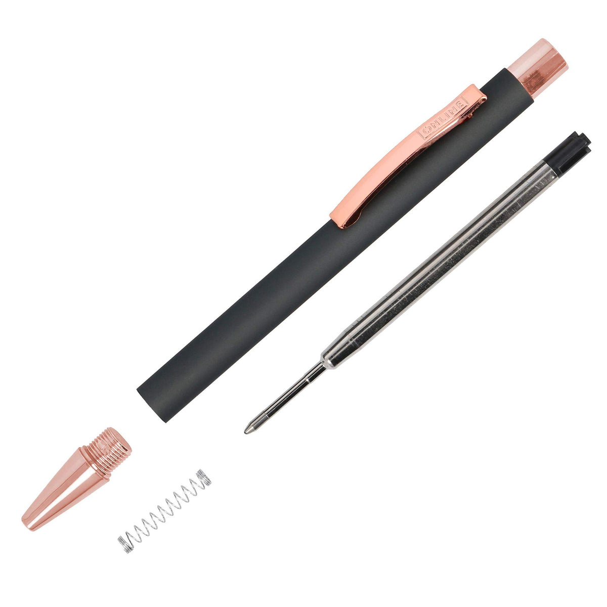 Online Soft Metal ballpoint pen, Pure Black, retractable ball pen, aluminum, replaceable refill