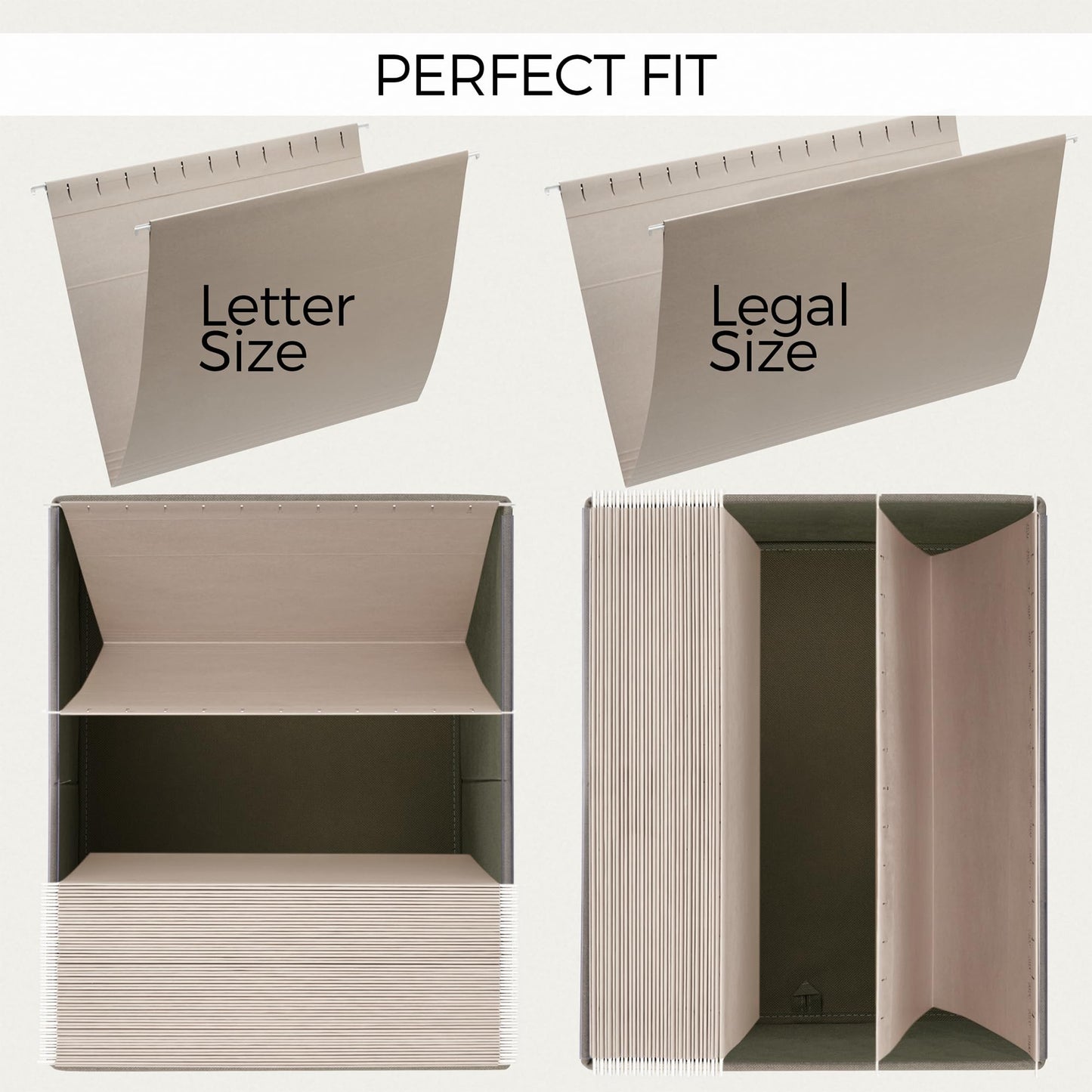 Decorative File Organizer Box Set of 2 - Collapsible Linen Filing Cabinets