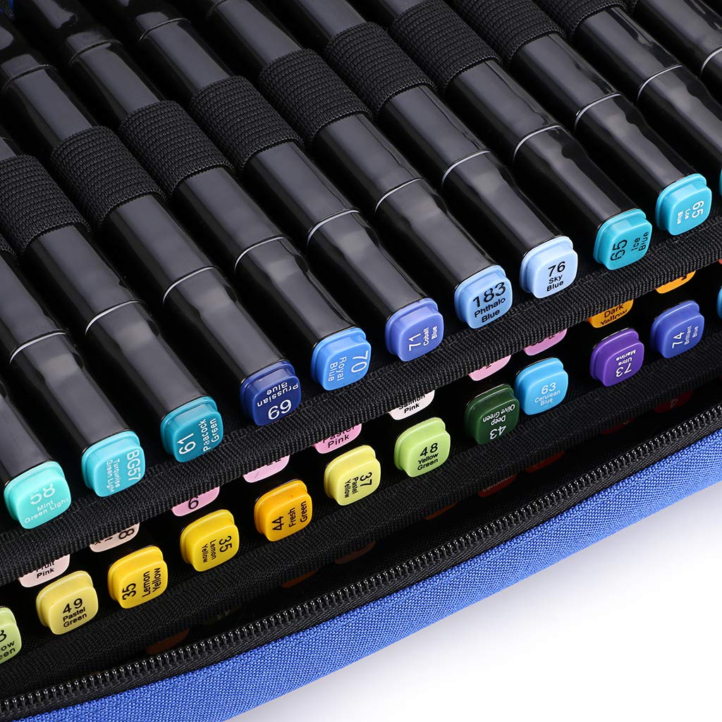 BTSKY Art Marker Carrying Case Lipstick Organizer-60 Slots Canvas Zippered