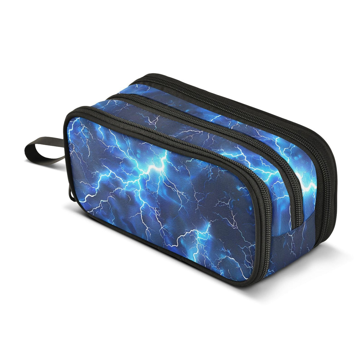 BOENLE Blue Electric Lightning Pencil Case Box Boys Girls Large Pencil Pouch Zipper Compartments