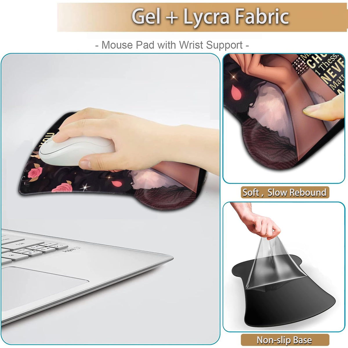 Keyboard Wrist Rest and Mouse Pad Wrist Support Set, Ergonomic Gel Mouse Pad Wrist Rest with