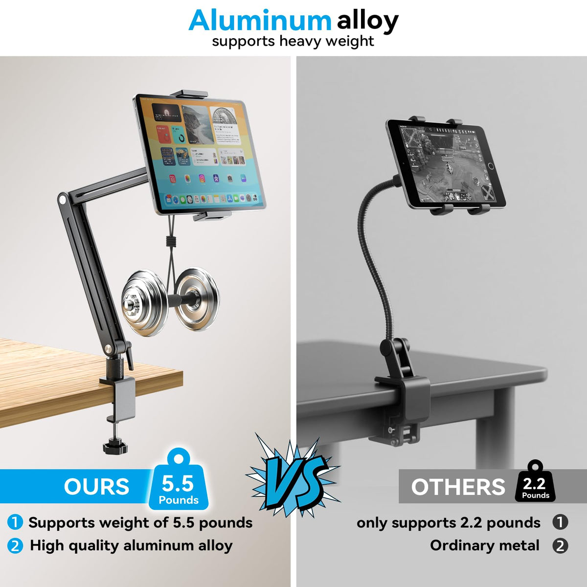 Jakeko 15.6" Portable Monitor Stand Tablet Arm Mount Holder Built-in Wrench