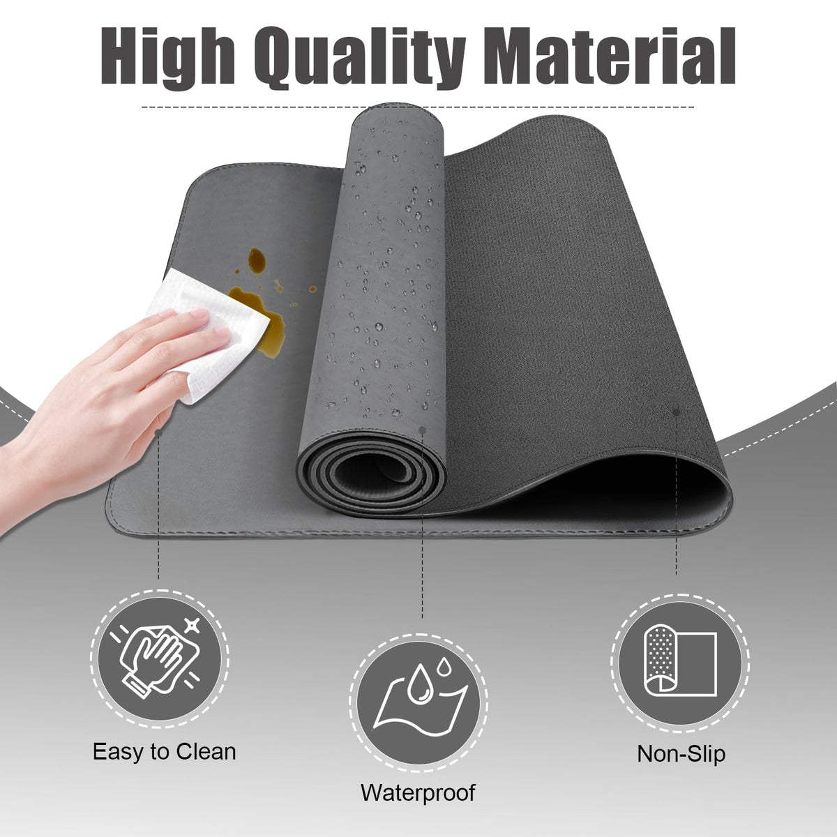 Leather Desk Pad Protector, 39.4'' X 17'' Large Mouse Pad, Office Desk Mat, Non-Slip PU Leather &