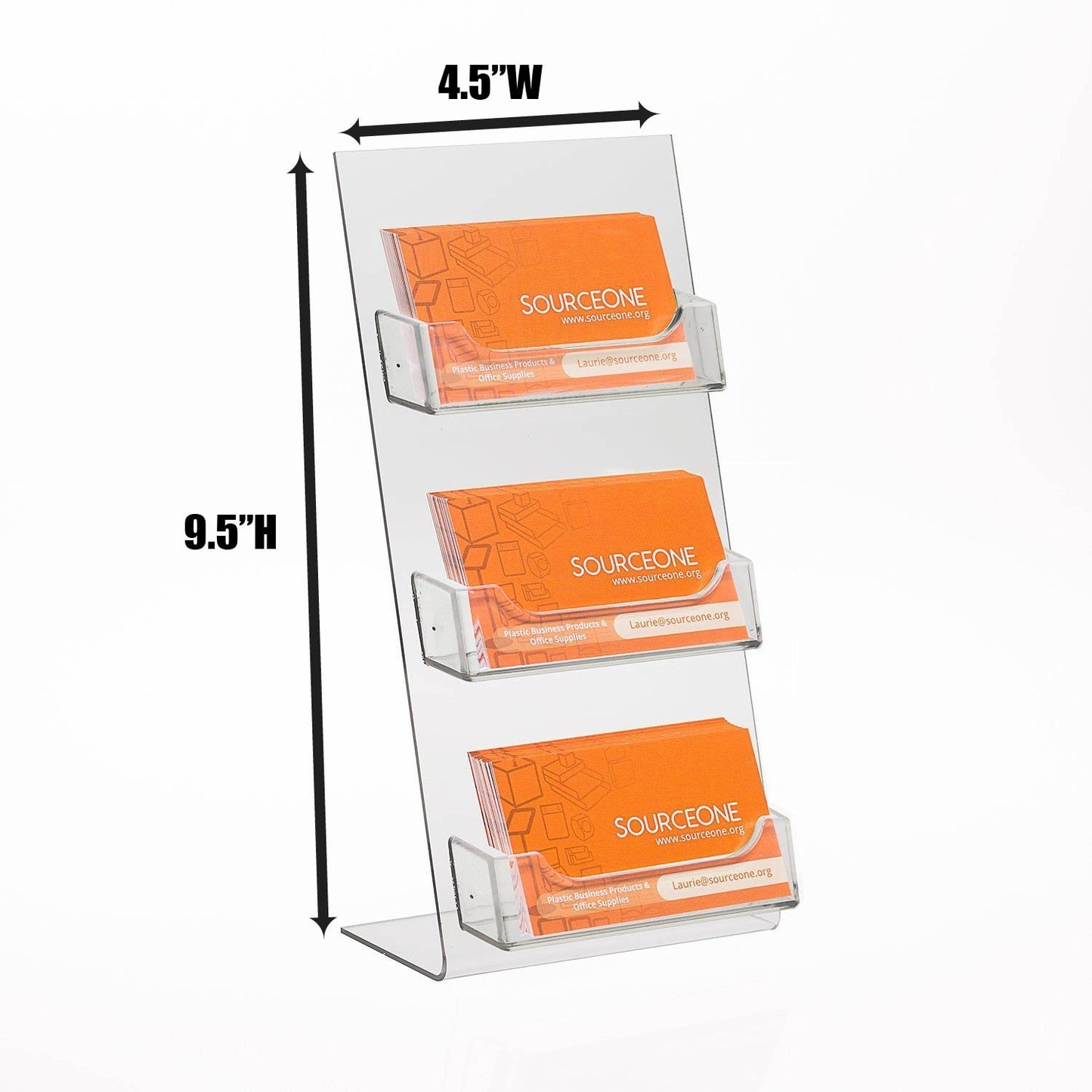 SOURCE ONE " USA Made Premium Counter Top Business Card Holder/Gift Card Display (1 Pack, 3 Pocket)