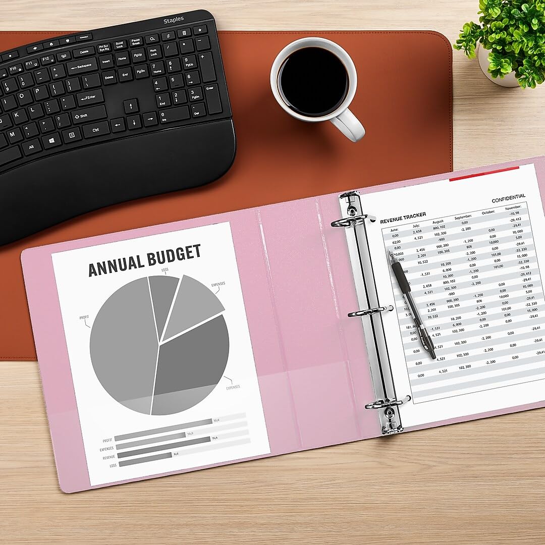 Staples Heavy-Duty 2-Inch 3-Ring View Binder, D-Ring, Light Pink