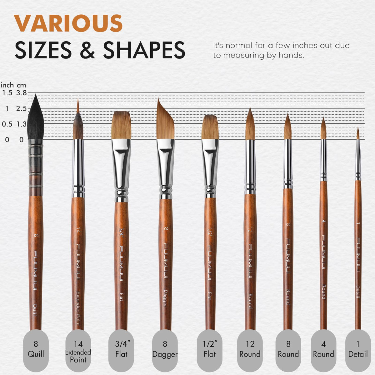 Watercolor Brushes Professional, Fuumuui 9pcs Sable Paint Brushes & Natural Squirrel Mop Brush Set