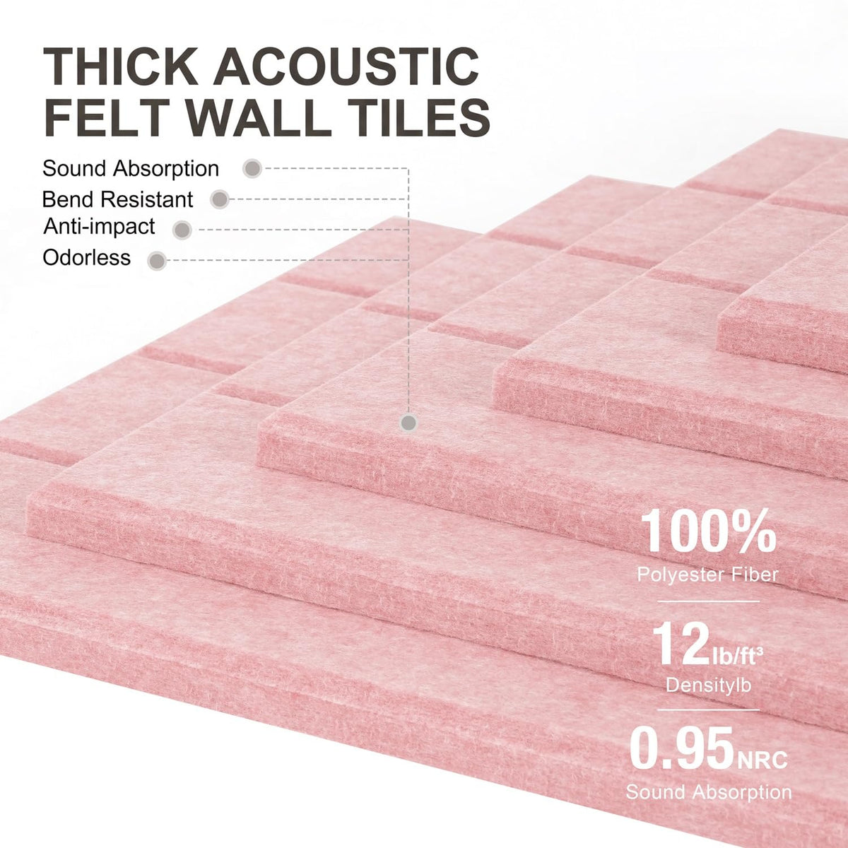 G Gamit 0.47" Thick Felt Wall Tiles 36"x24" Cork Board Alternative 6 Pack 11.81"x11.81"Felt