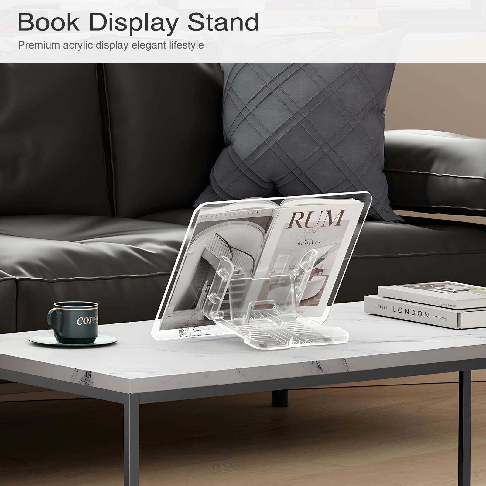 Acrylic Book Stand, Angle Adjustable Book Display Stand,Foldable Cookbook Stand, Lightweight Book