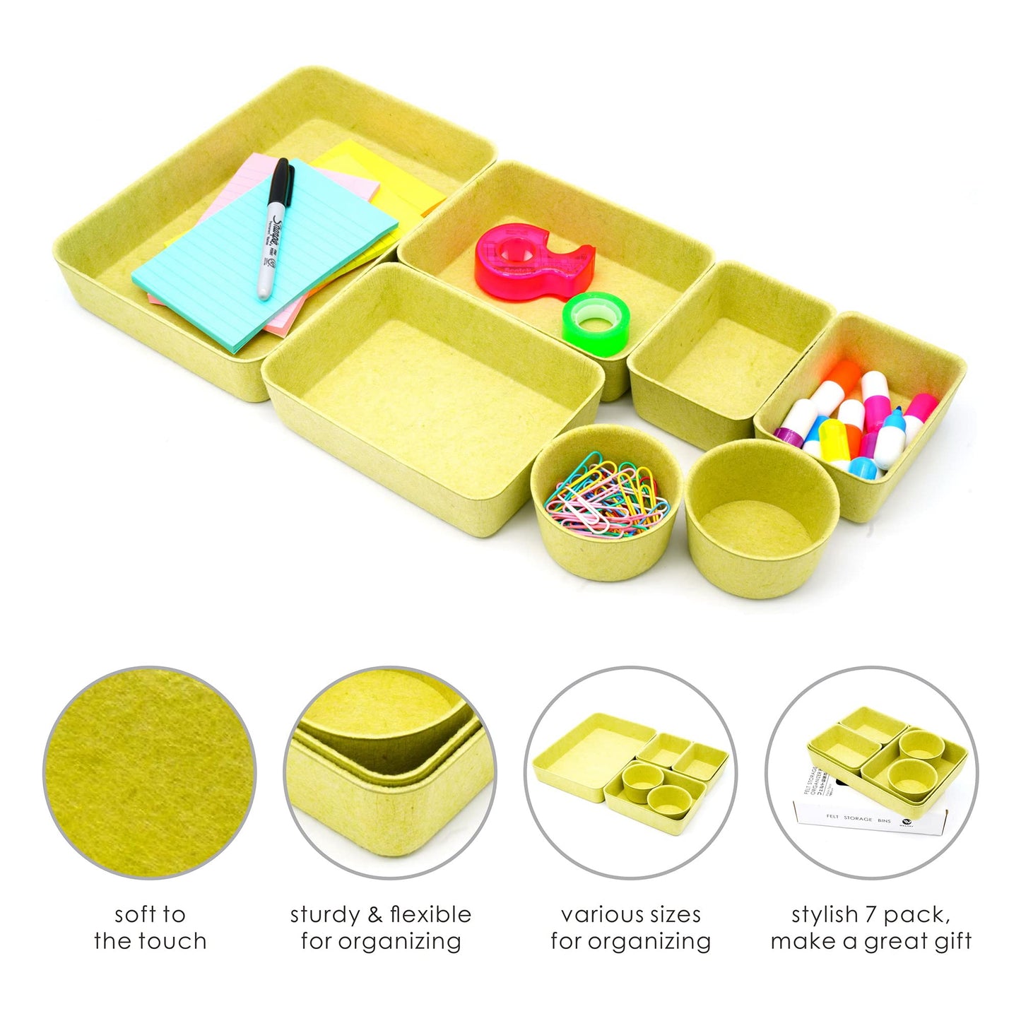 Welaxy Drawer organizers tray Felt storage bins office Desk dividers Morandi Colors Shallow Box